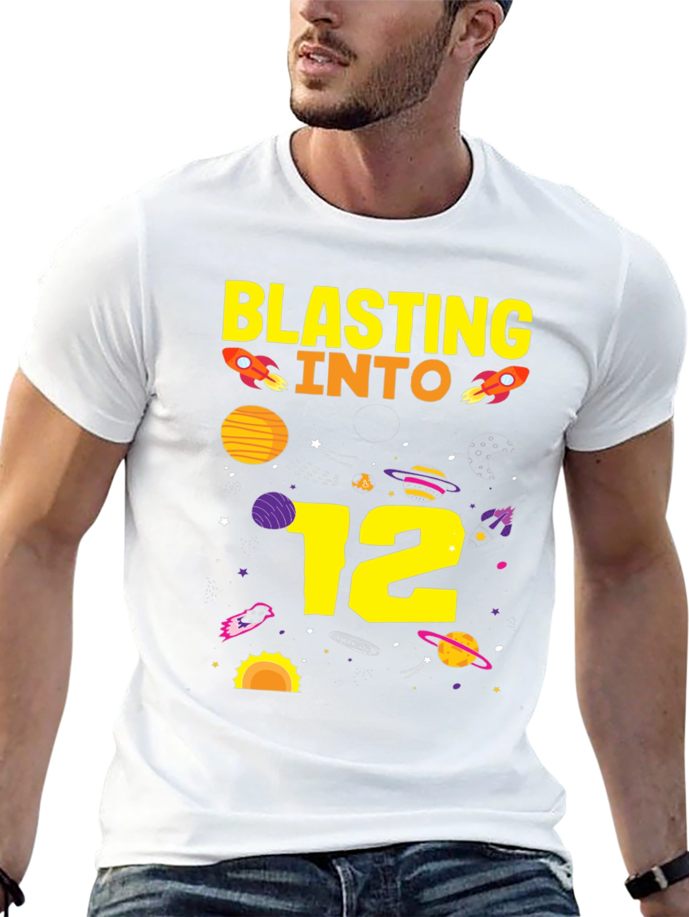 Blasting Into 12th Birthday T-Shirt Space Theme