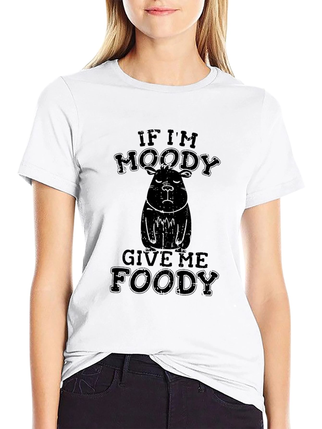 Moody Capybara Foody Black T-Shirt