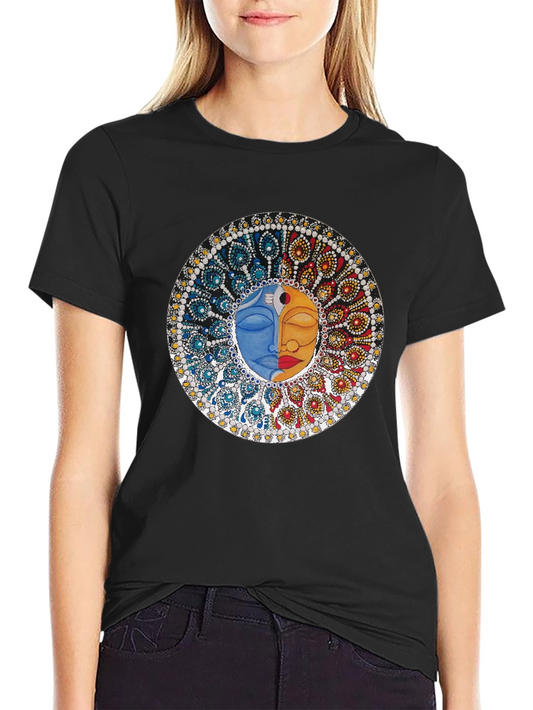 Yin Yang Face Graphic Tee - Unisex Black T-Shirt