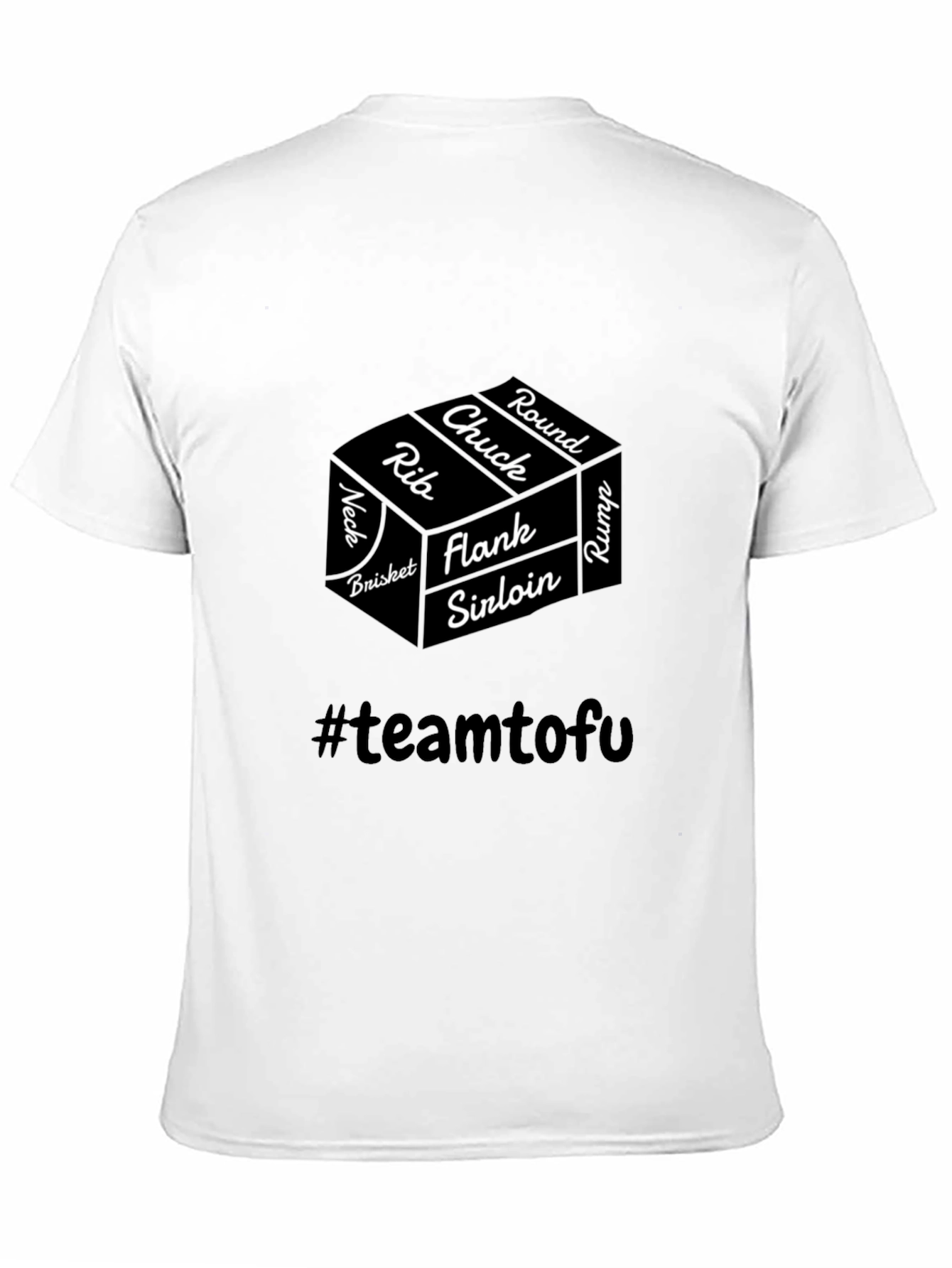Funny Meat Cuts Team Tofu Black T-Shirt