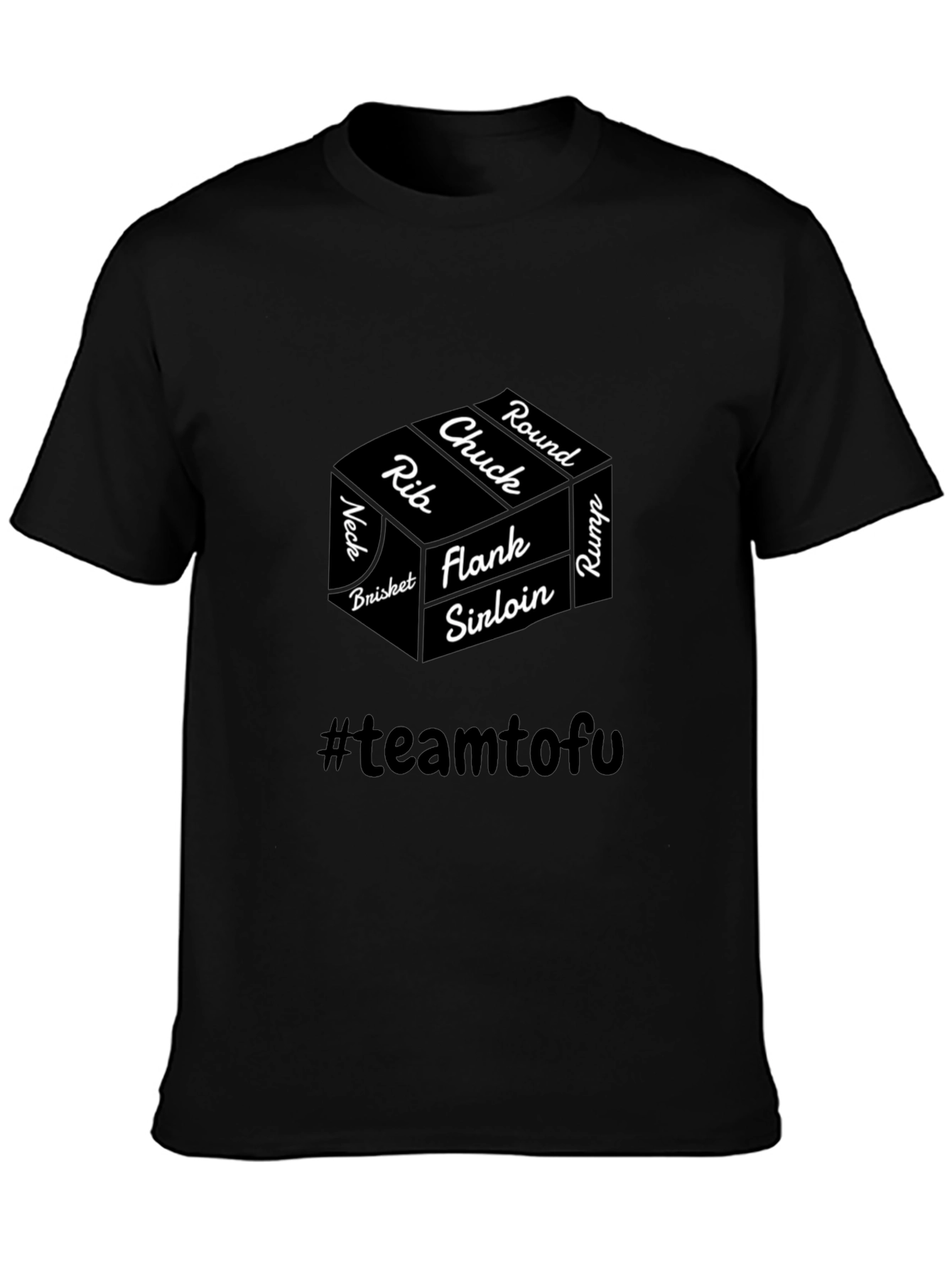 Funny Meat Cuts Team Tofu Black T-Shirt