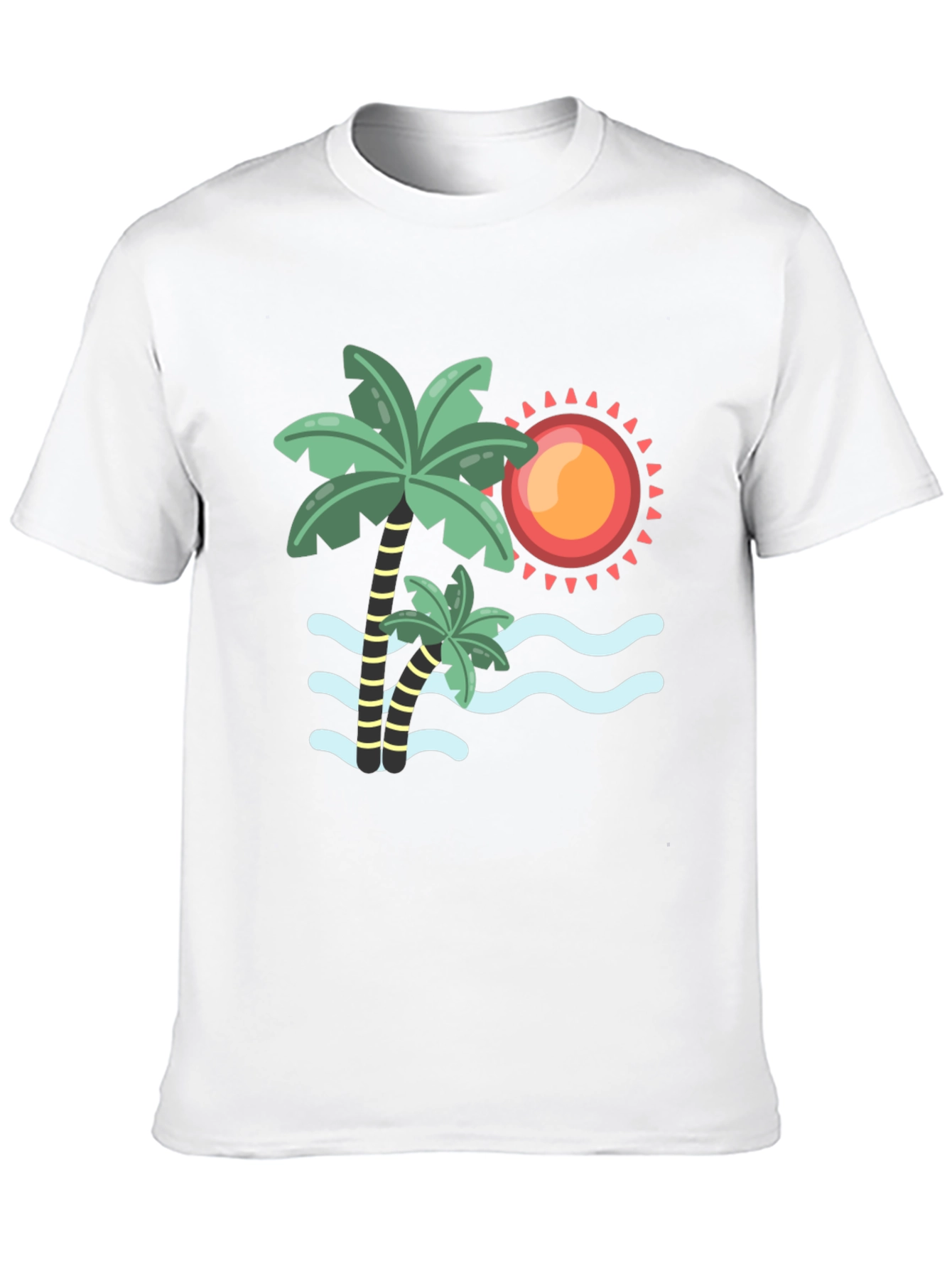 Tropical Palm Tree & Sun Graphic Tee - Black