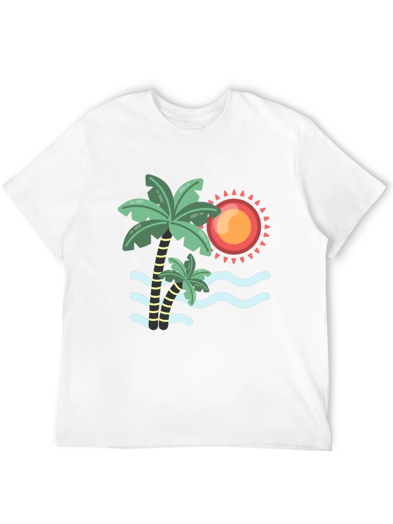 Tropical Palm Tree & Sun Graphic Tee - Black
