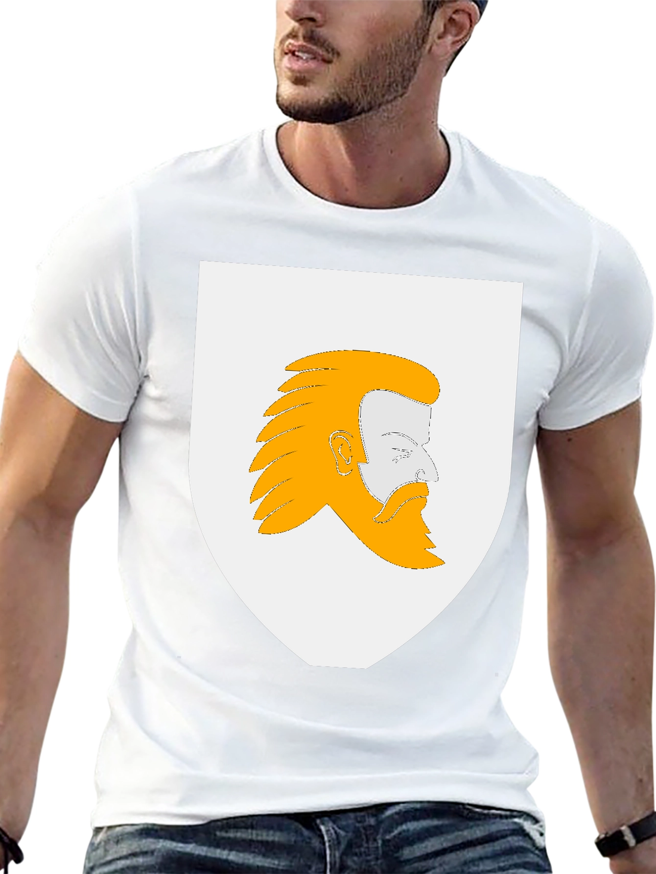 Heraldic Bearded Man Graphic T-Shirt