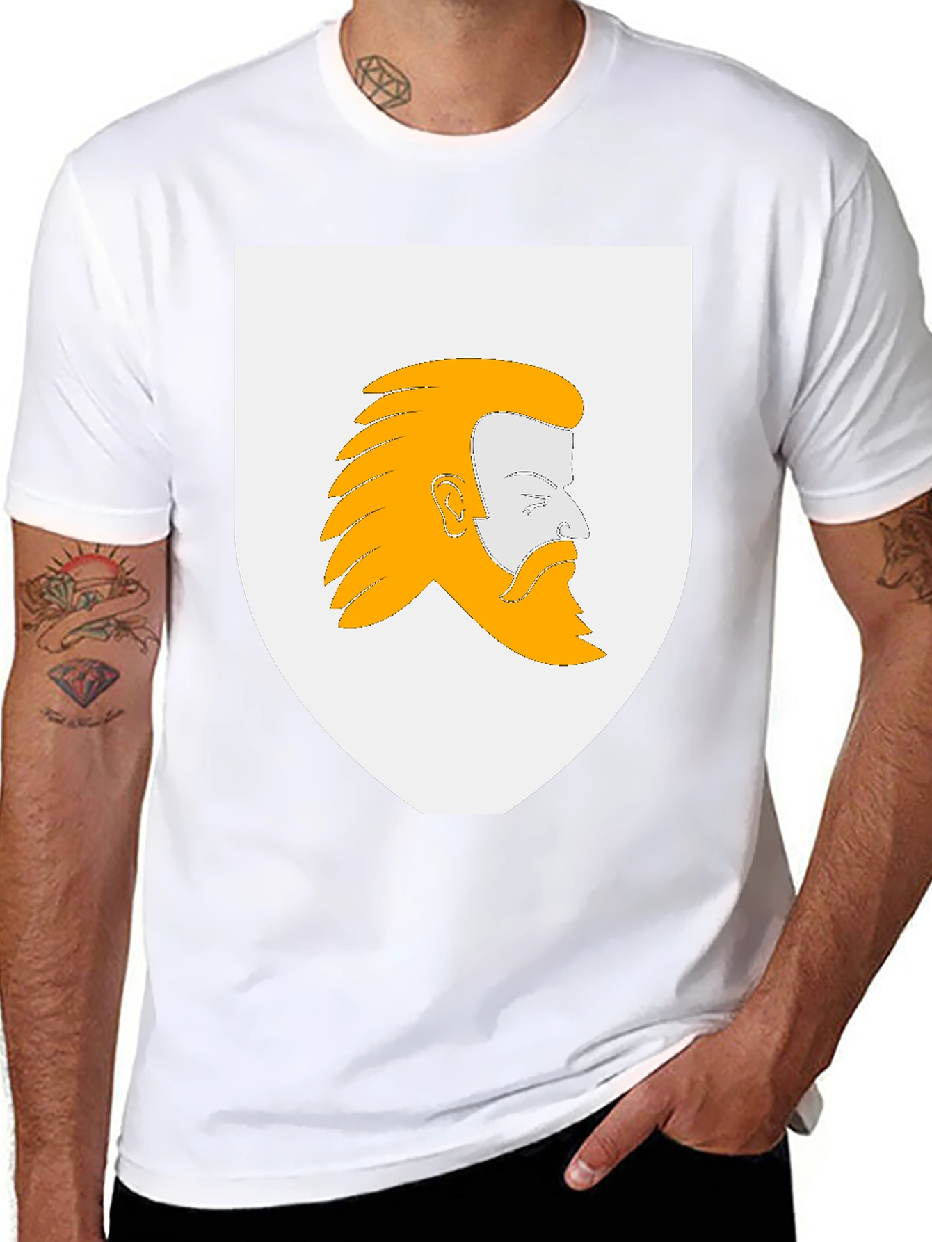 Heraldic Bearded Man Graphic T-Shirt