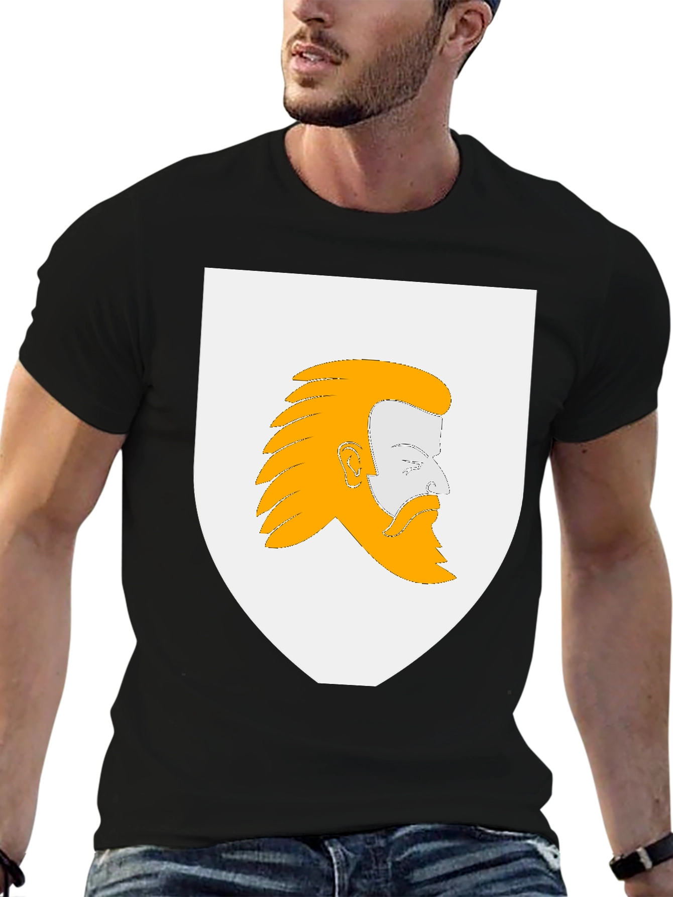 Heraldic Bearded Man Graphic T-Shirt