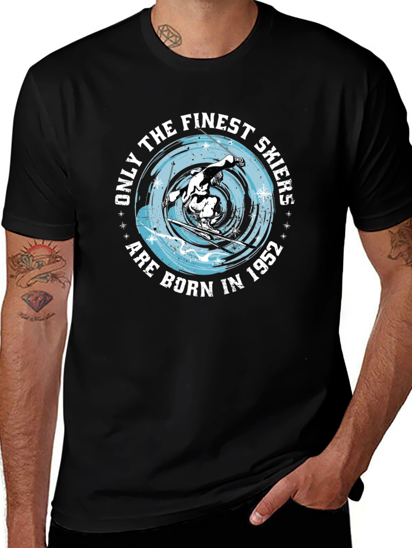 Finest Skiers Born in 1952 Black T-Shirt