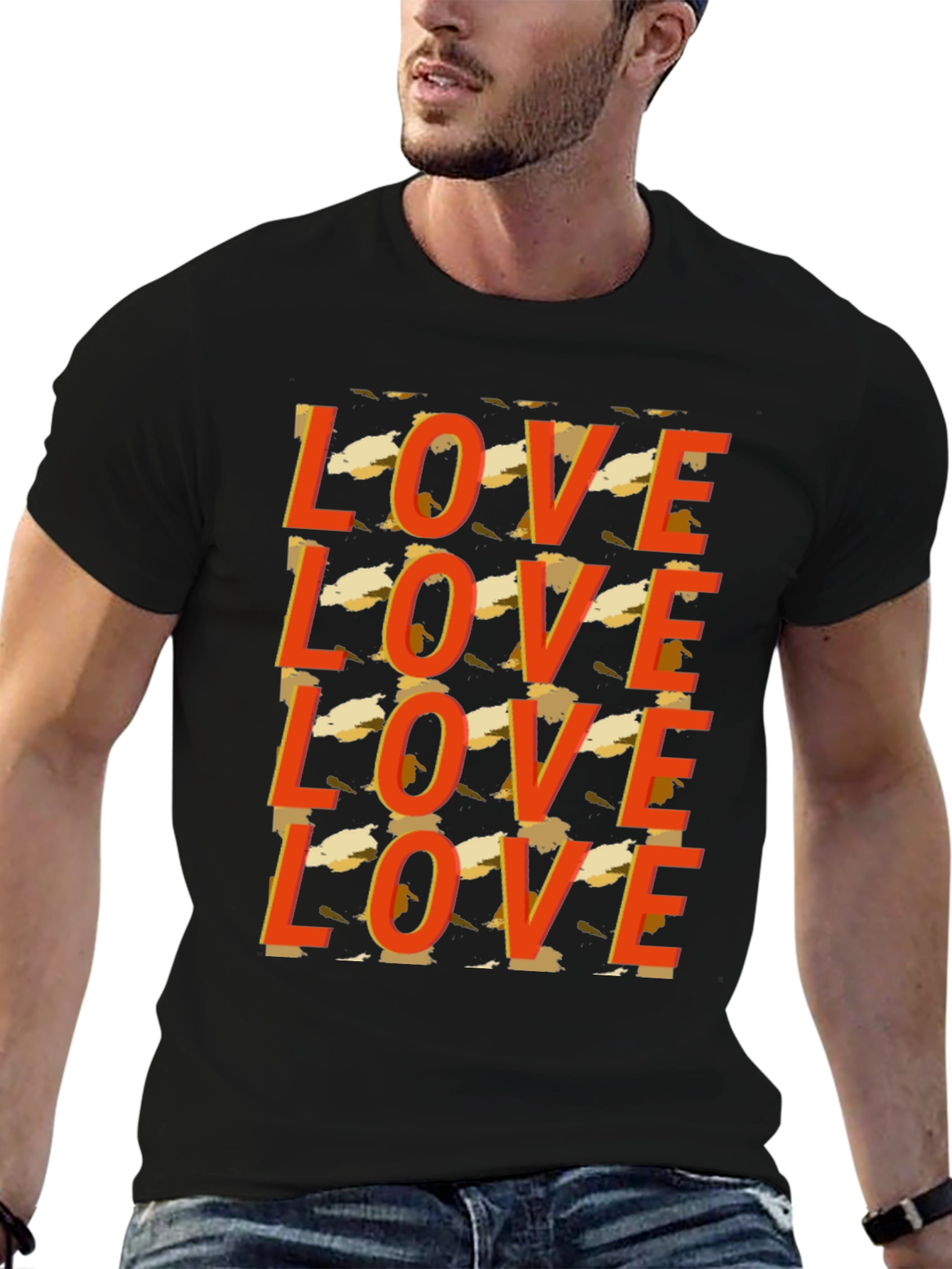 Love Graphic Print Black Tee
