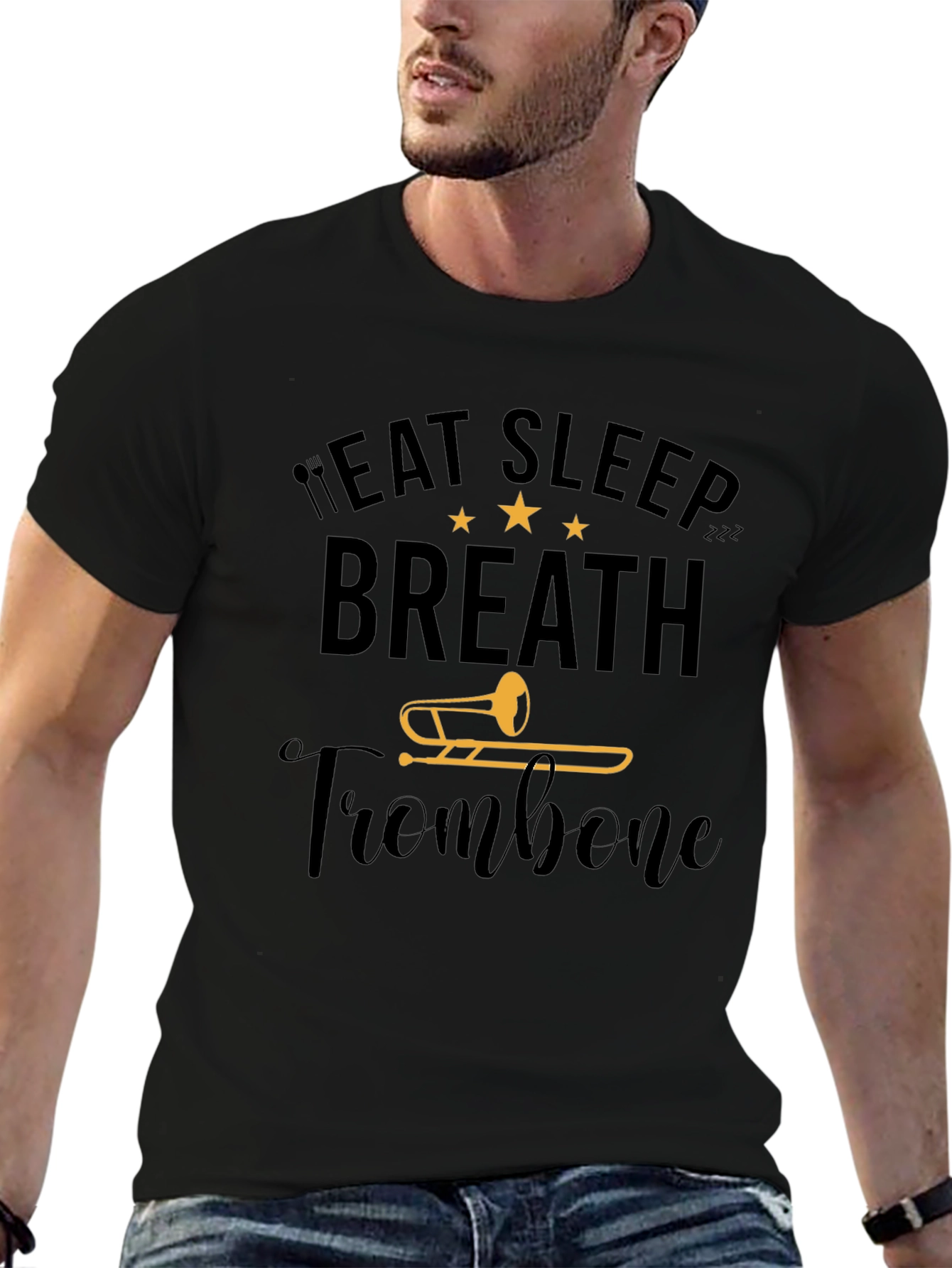 Eat Sleep Breath Trombone Black T-Shirt