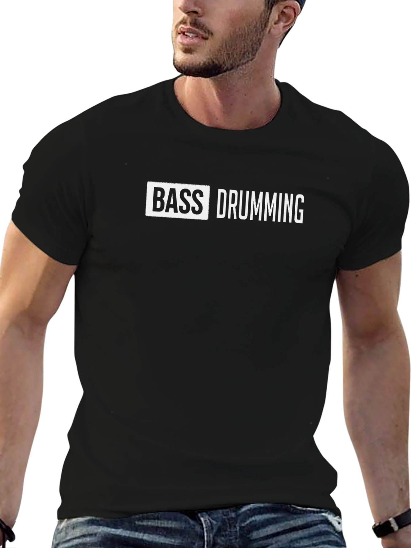 Bass Drumming Graphic Tee - Black Cotton
