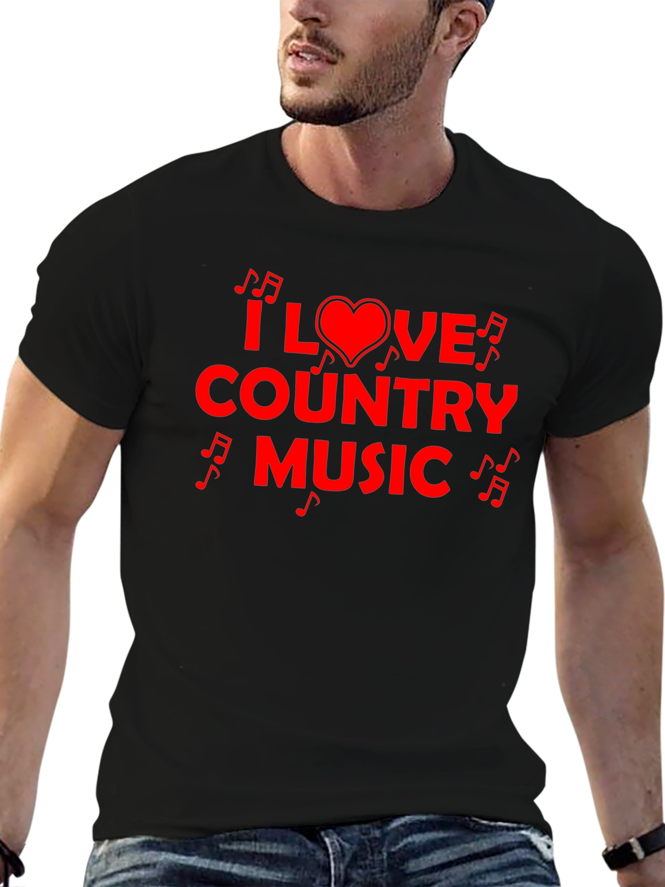 I Love Country Music Graphic Tee - Black