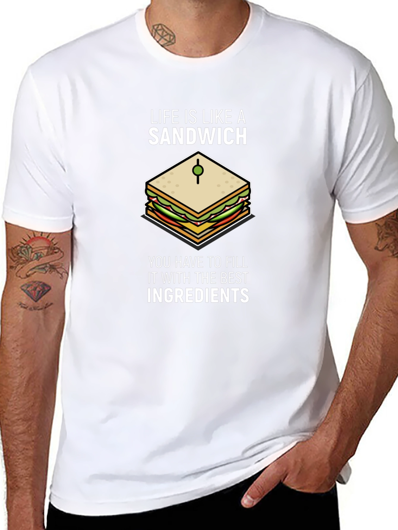 Life is Like a Sandwich Black T-Shirt