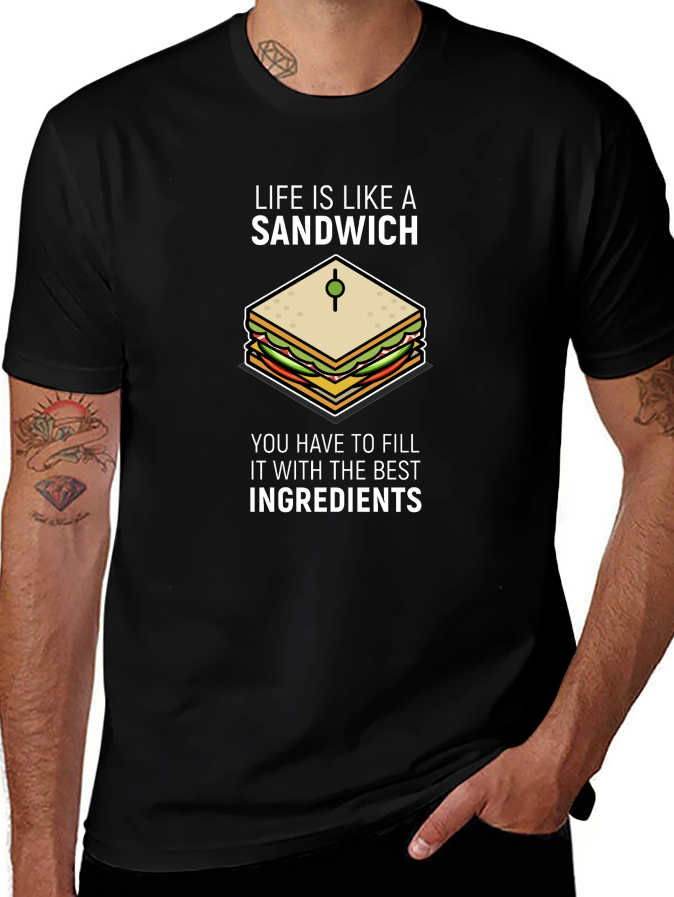 Life is Like a Sandwich Black T-Shirt