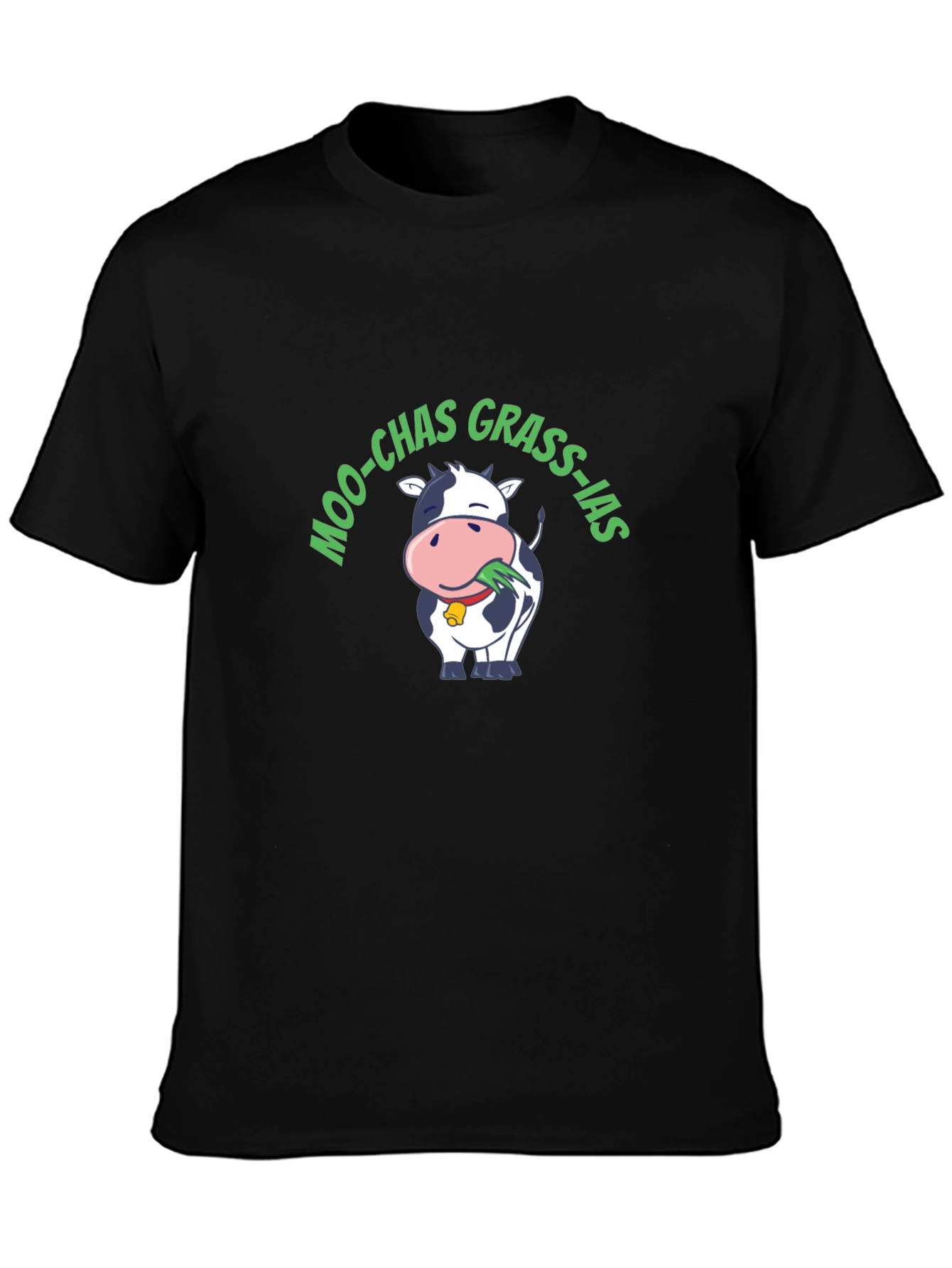 Moo-Chas Grass-ias Funny Cow Graphic T-Shirt