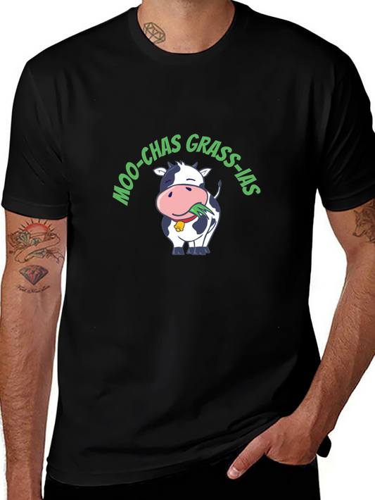 Moo-Chas Grass-ias Funny Cow Graphic T-Shirt
