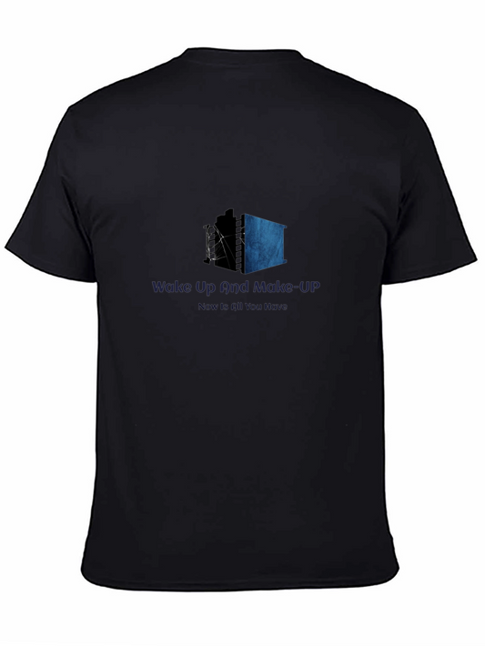 Wake Up and Make-Up Graphic Tee - Black Cotton Blend