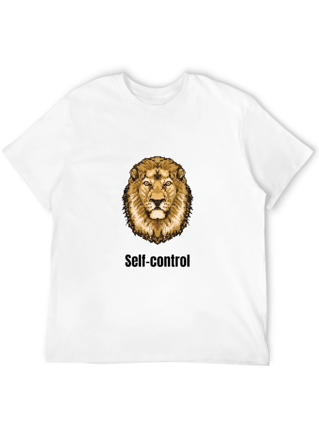 Lion Pixel Art Self-Control Black T-Shirt