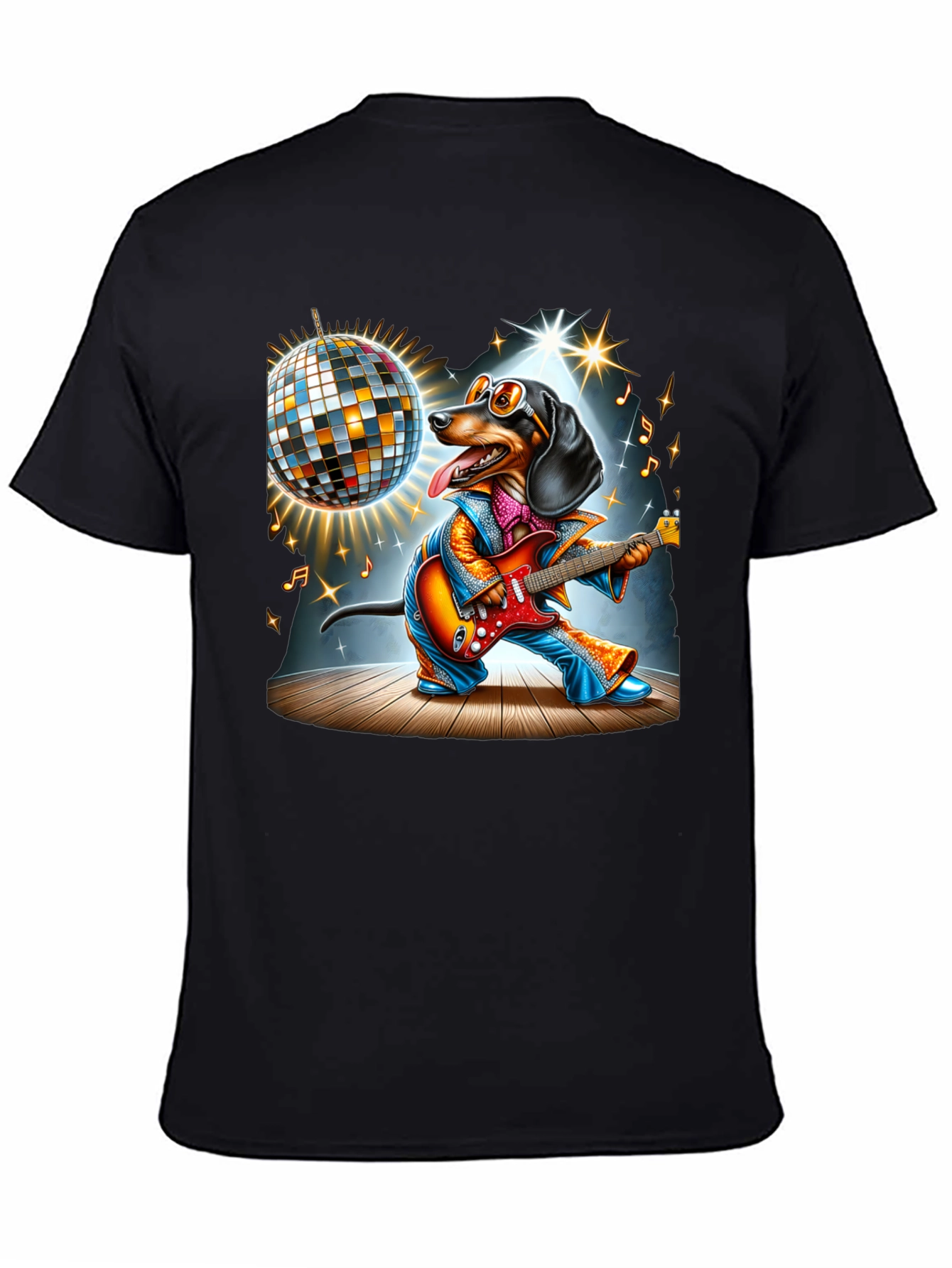 Dachshund Guitarist Graphic Tee