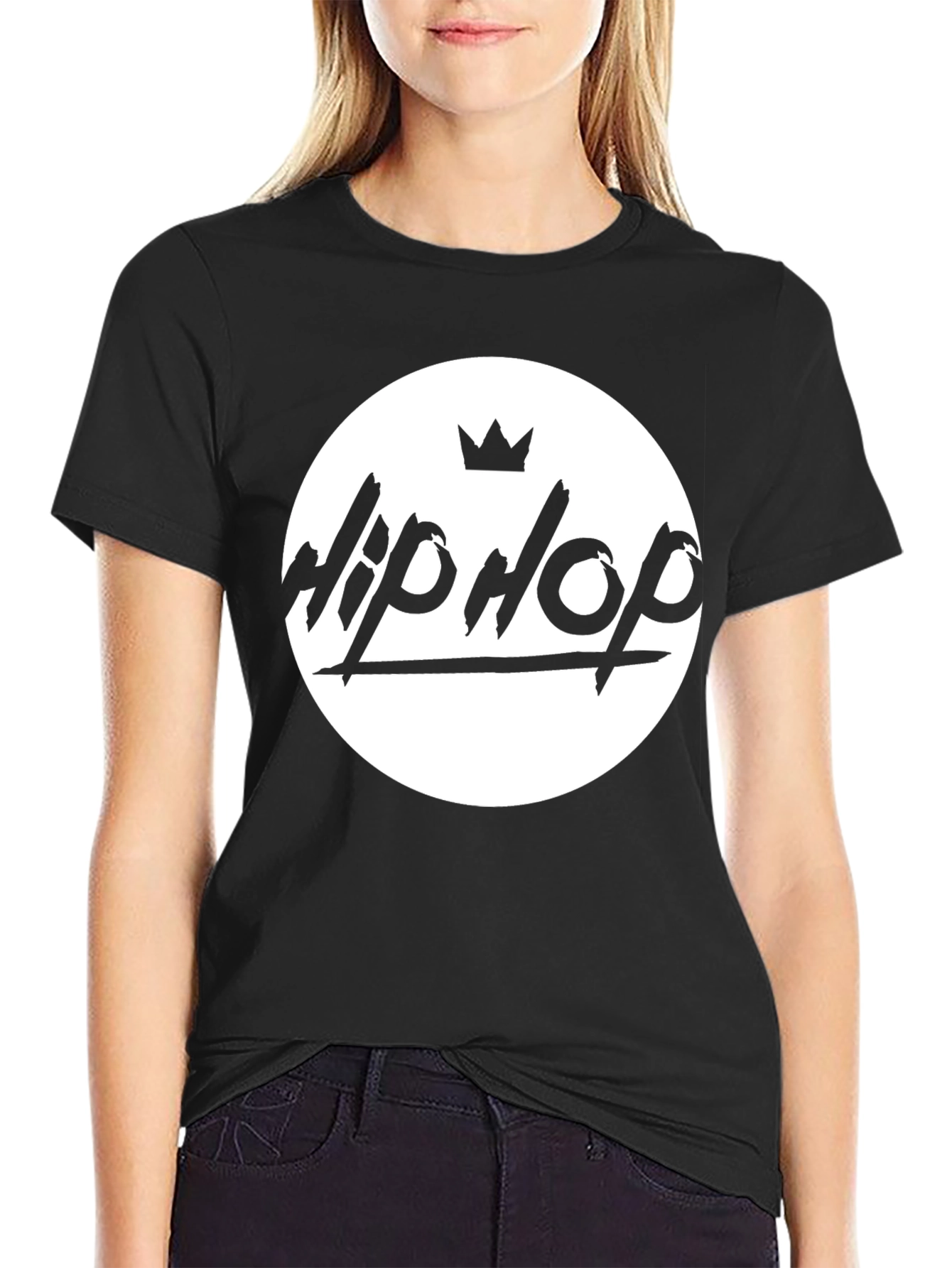 Hip Hop Crown Graphic Black T-Shirt