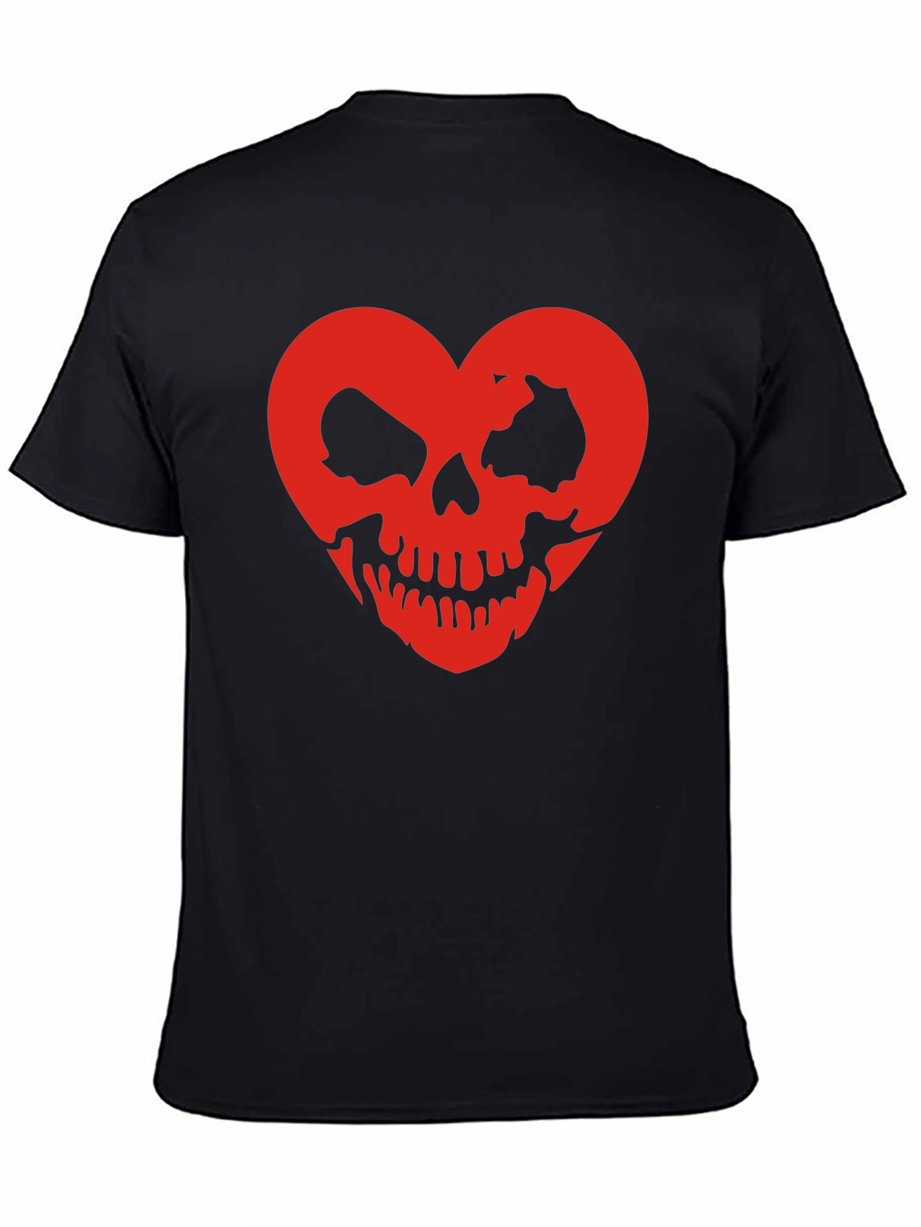 Skull Heart Graphic Tee - Black Cotton T-Shirt