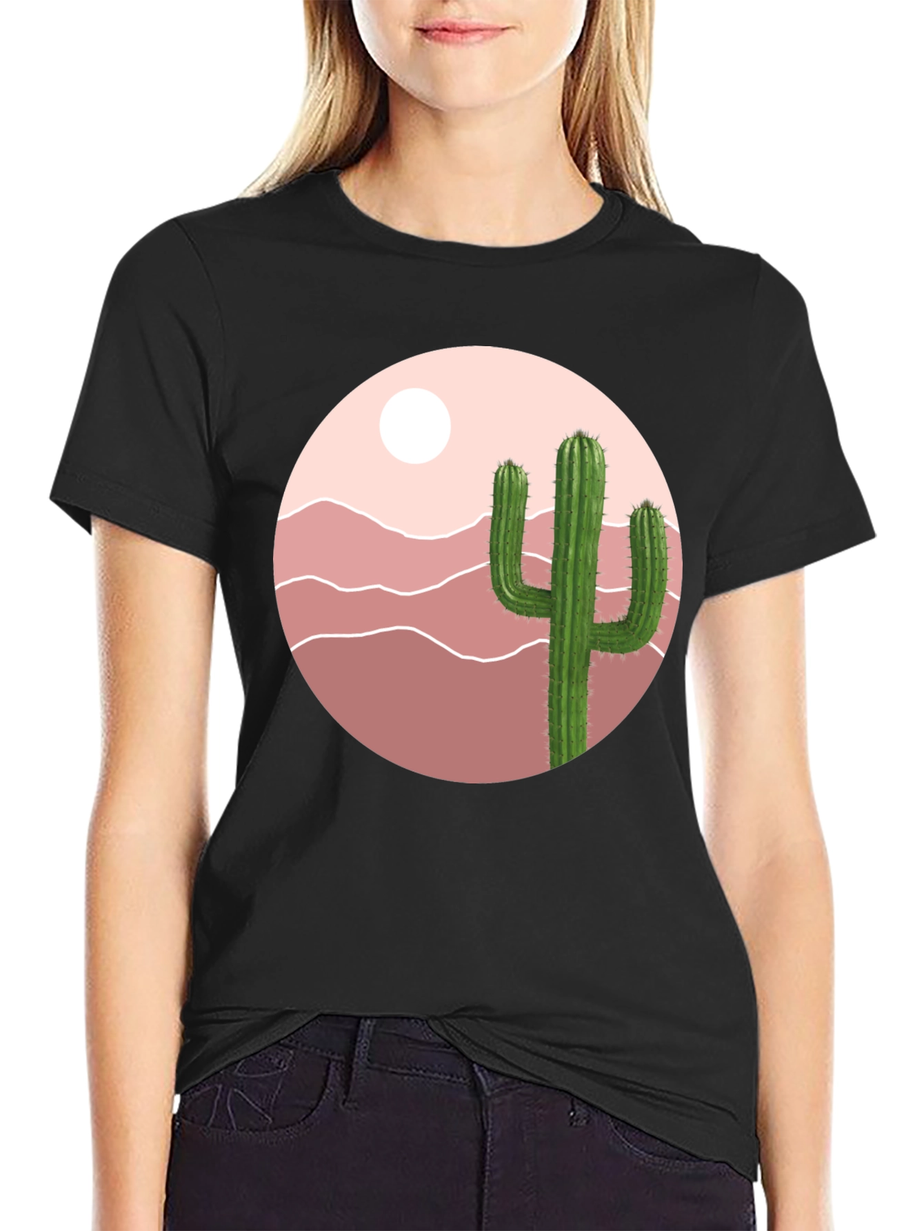 Cactus Desert Graphic T-Shirt - Black