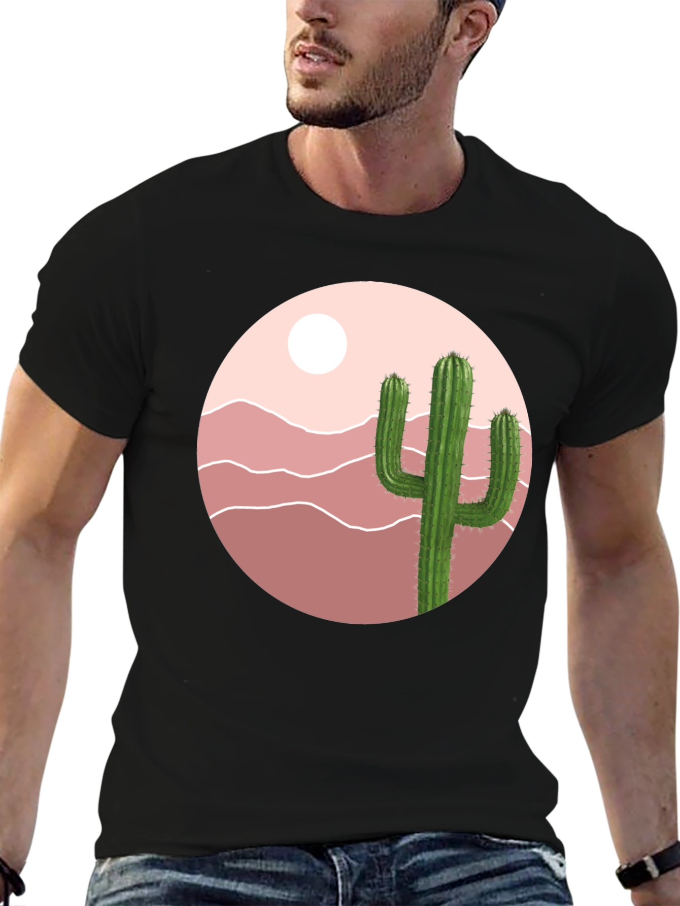 Cactus Desert Graphic T-Shirt - Black