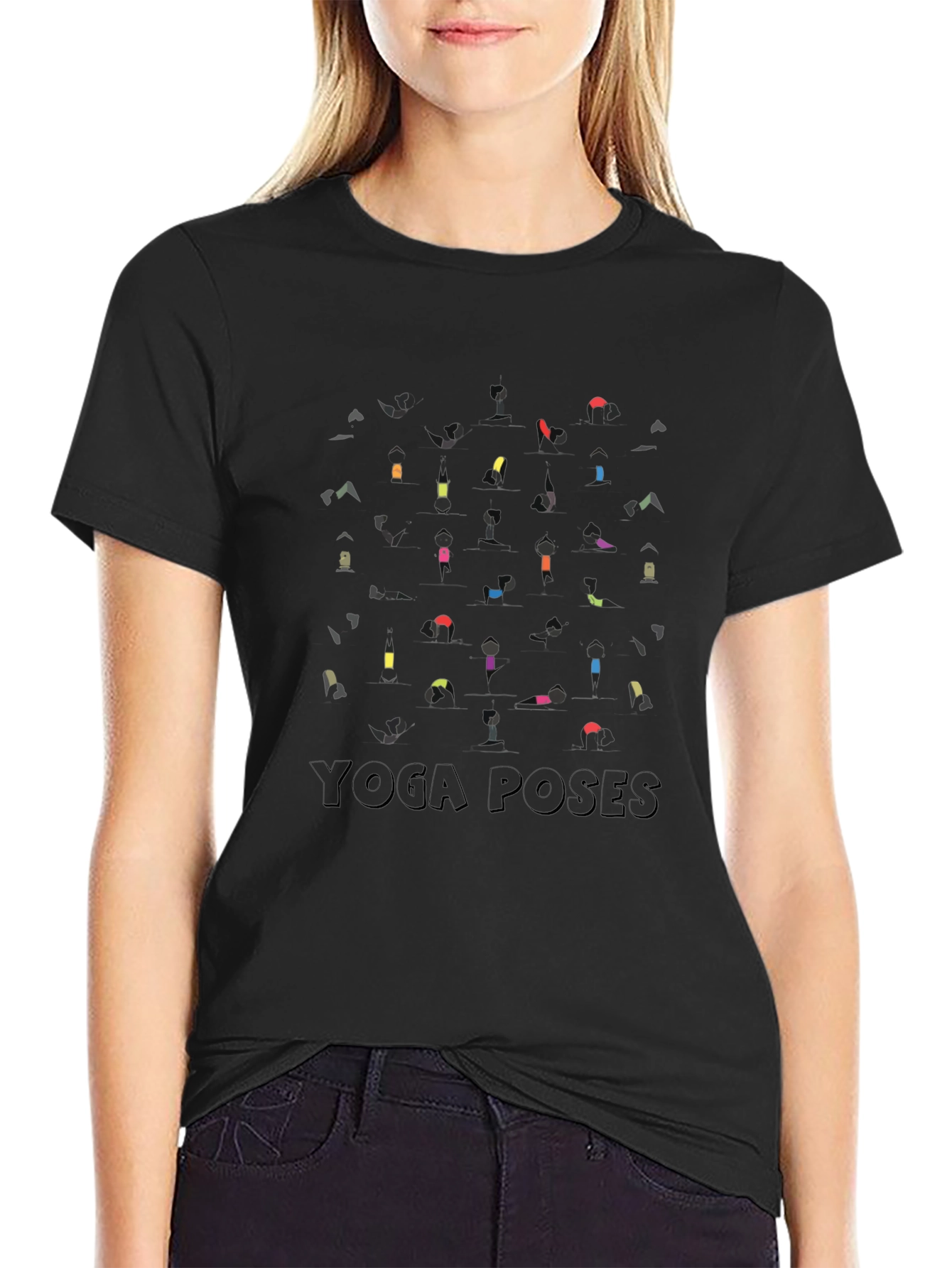 Yoga Poses Graphic Black T-Shirt