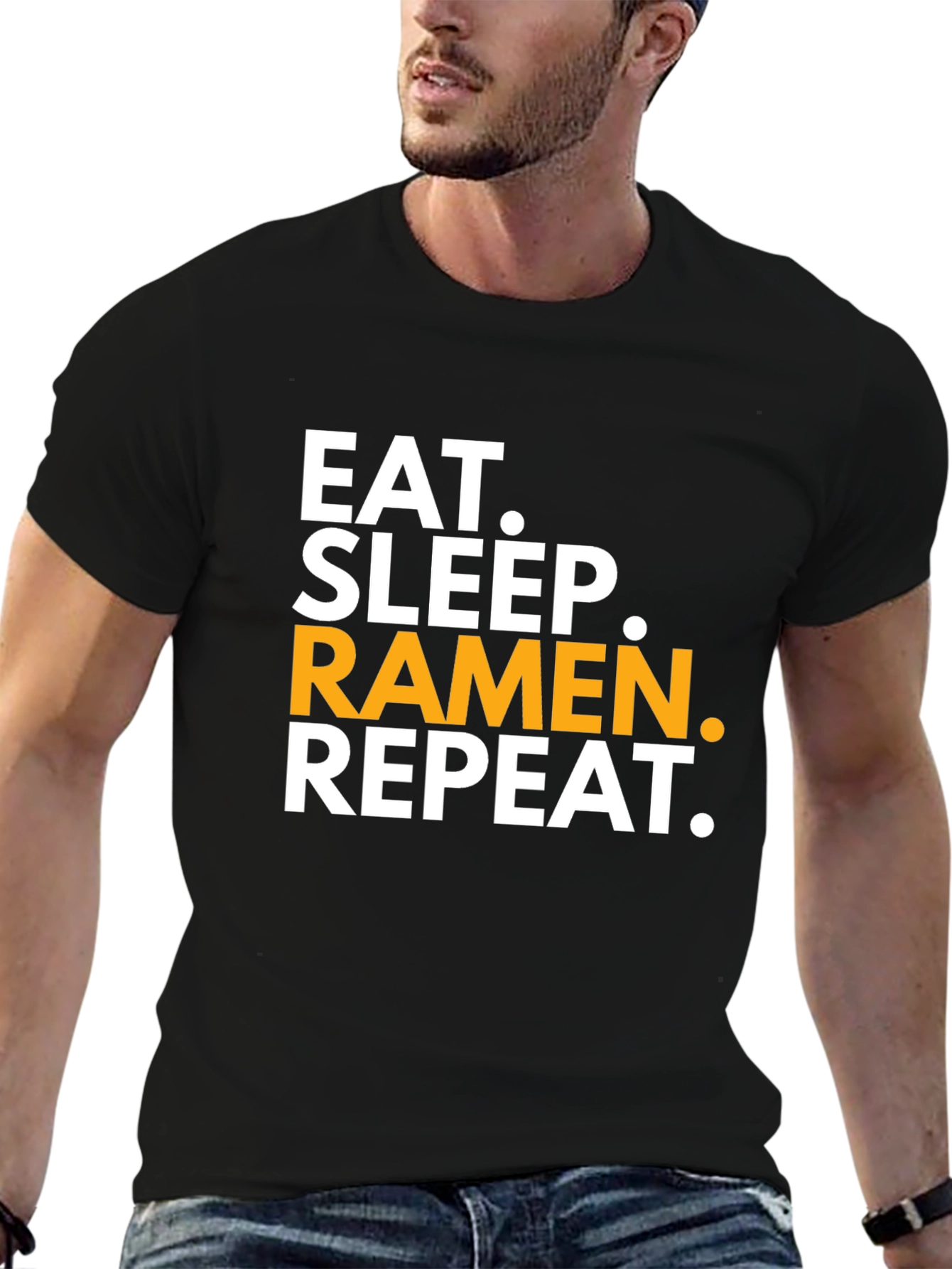Eat Sleep Ramen Repeat Black T-Shirt