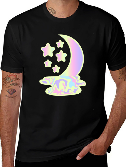 Galaxy Moon & Stars Graphic T-Shirt - Trendy Aesthetic Tee