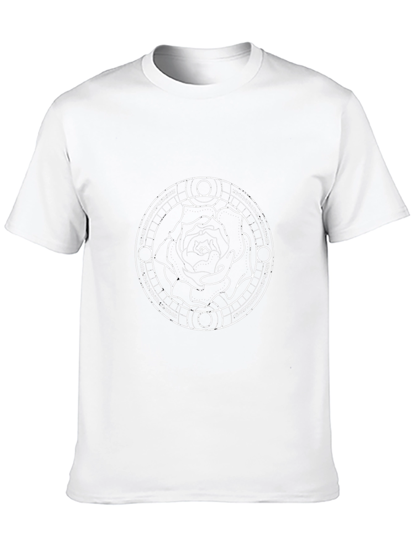 Black T-Shirt with Rose Circle Graphic