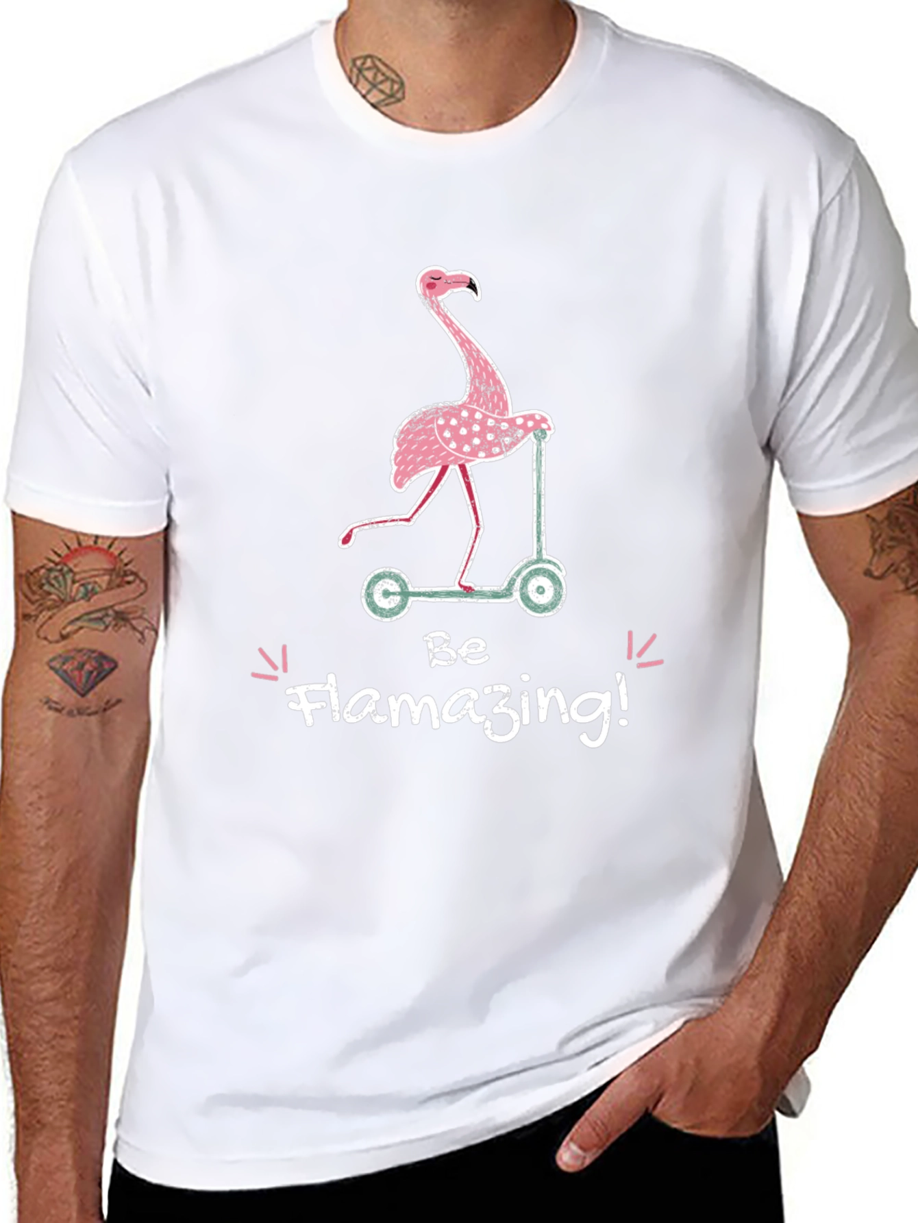 Flamazing Flamingo Scooter Graphic T-Shirt