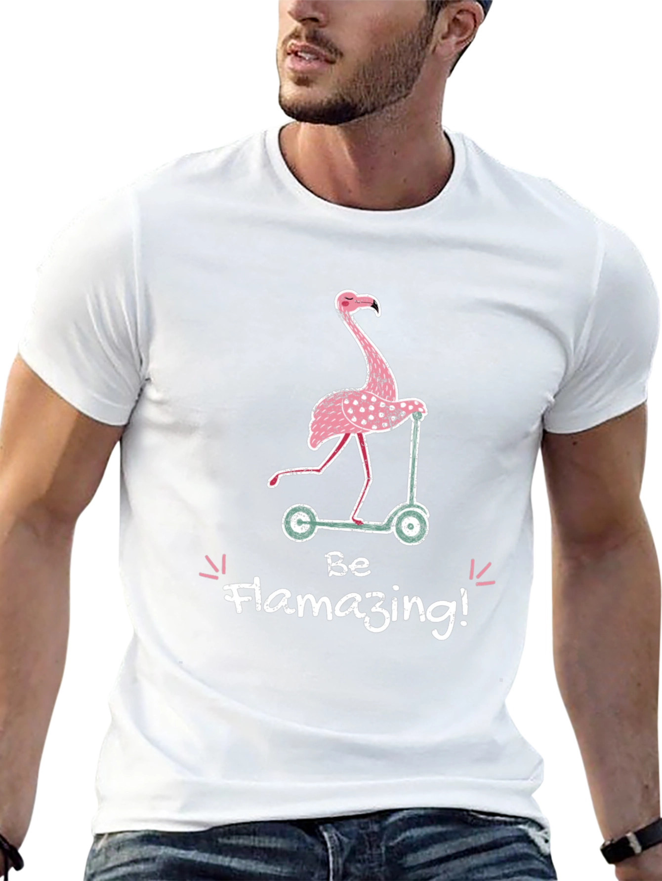 Flamazing Flamingo Scooter Graphic T-Shirt