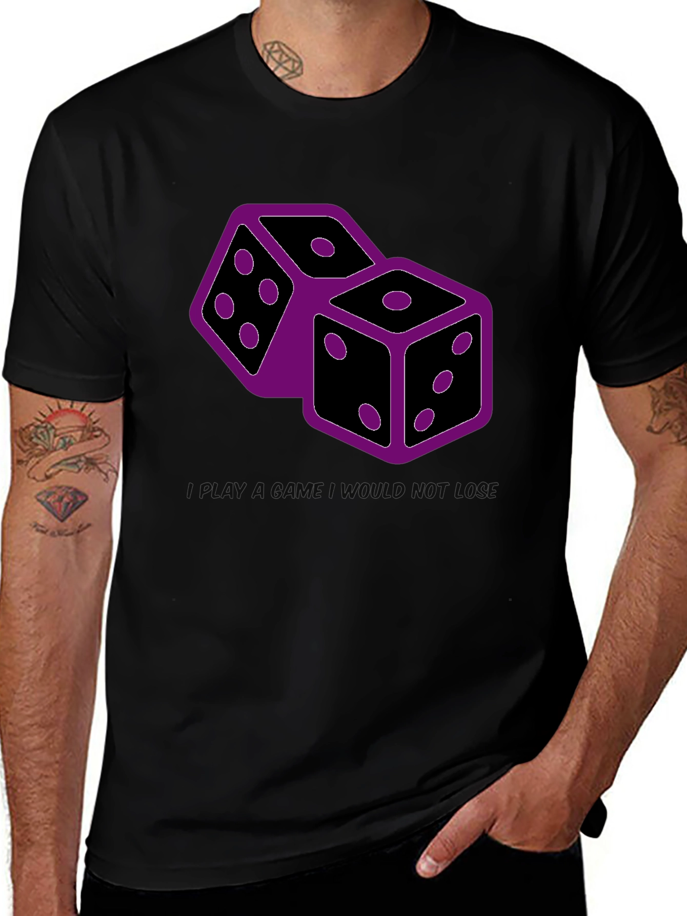 Dice Graphic Print Tee - Black Casual T-Shirt