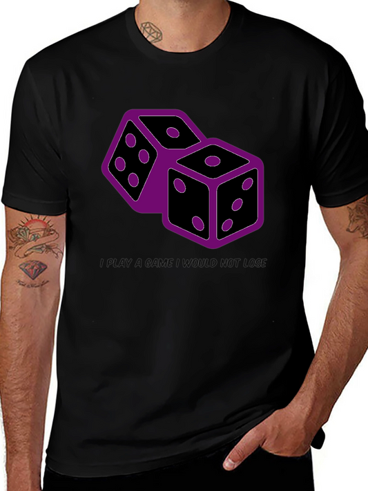Dice Graphic Print Tee - Black Casual T-Shirt