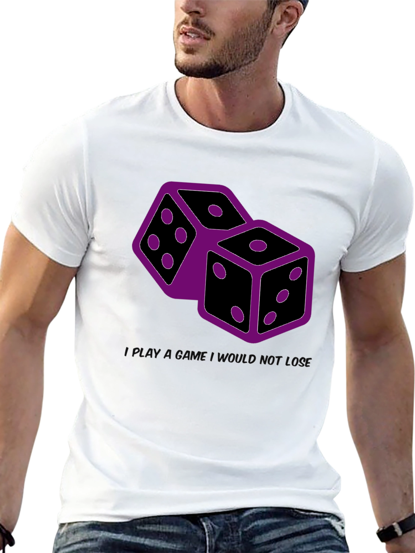 Dice Graphic Print Tee - Black Casual T-Shirt