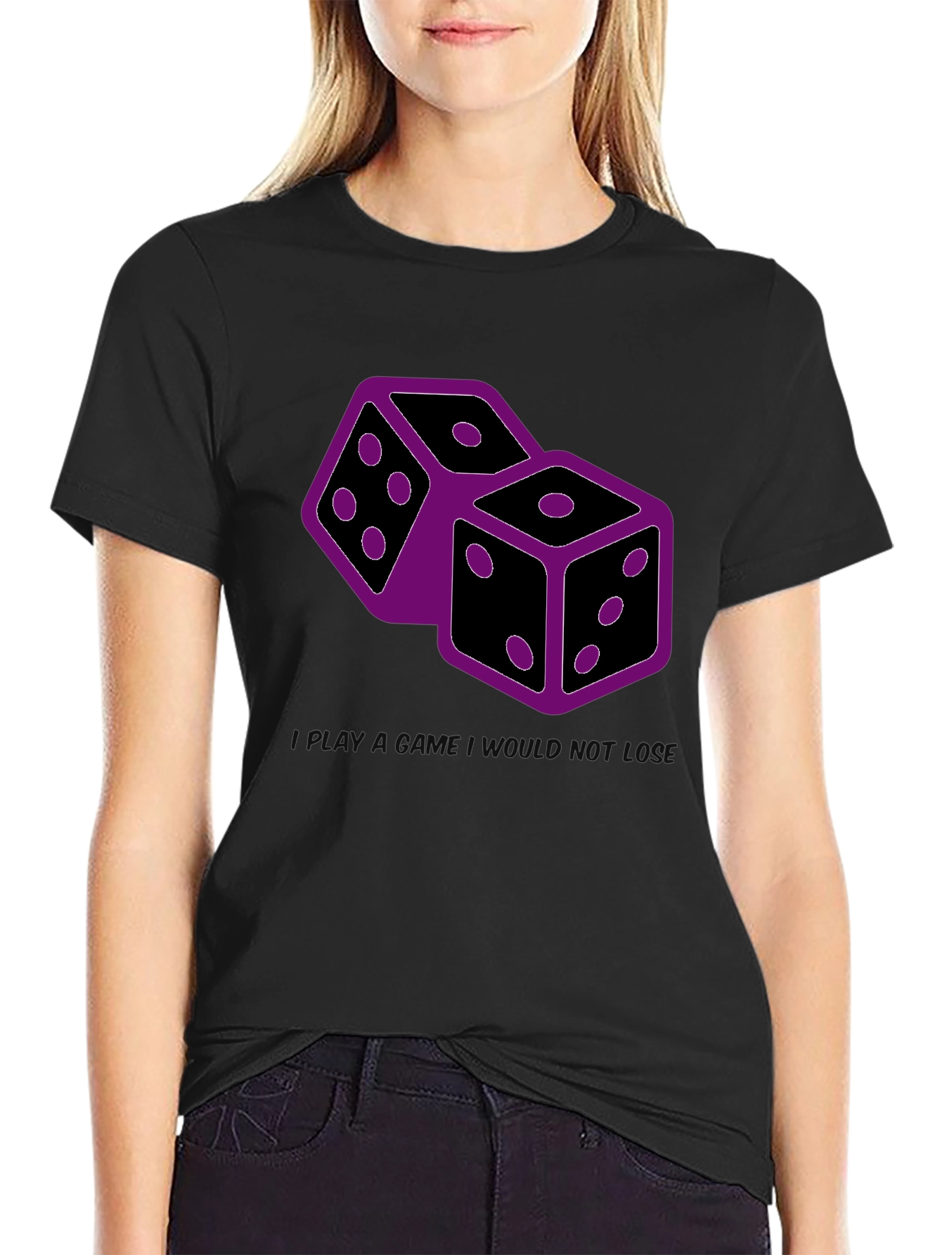 Dice Graphic Print Tee - Black Casual T-Shirt