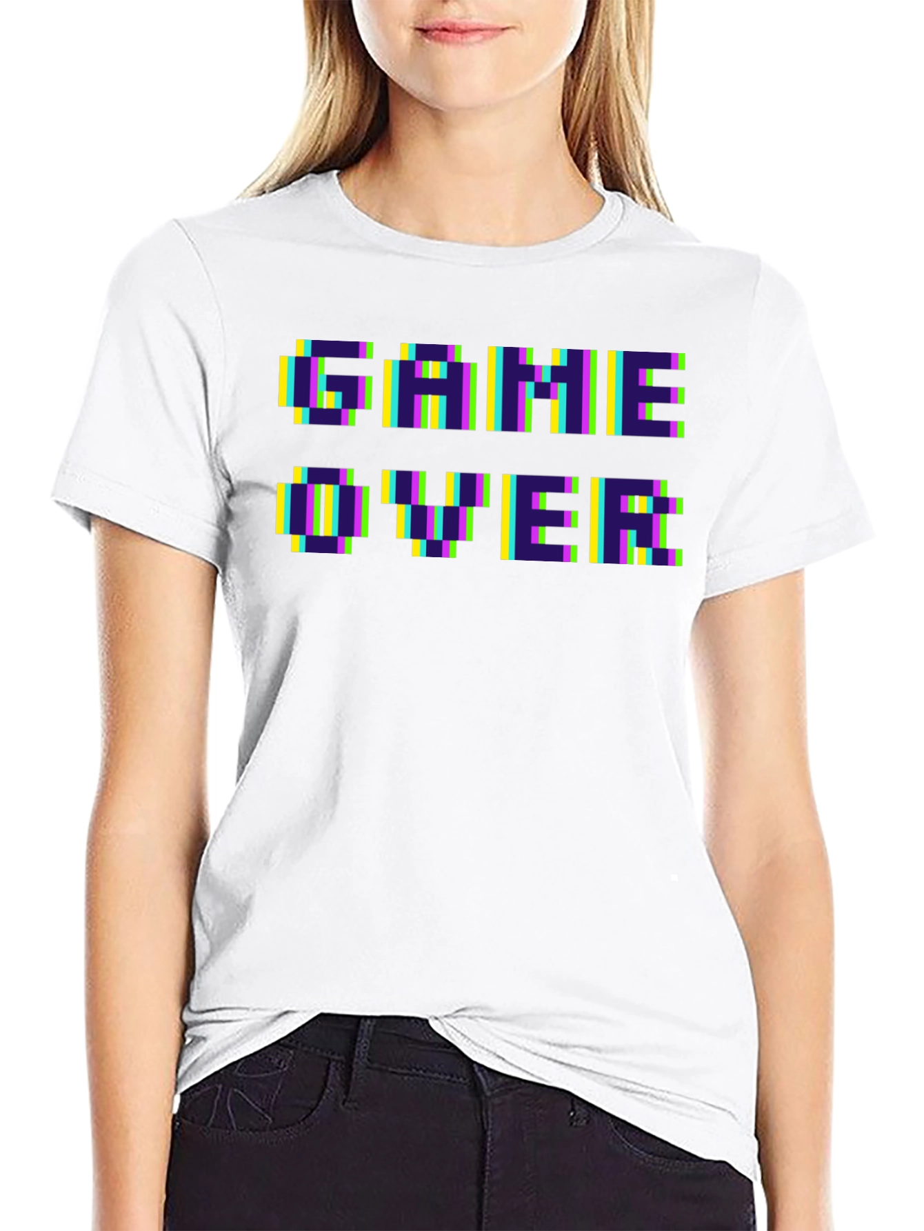 Pixel Game Over Black T-Shirt