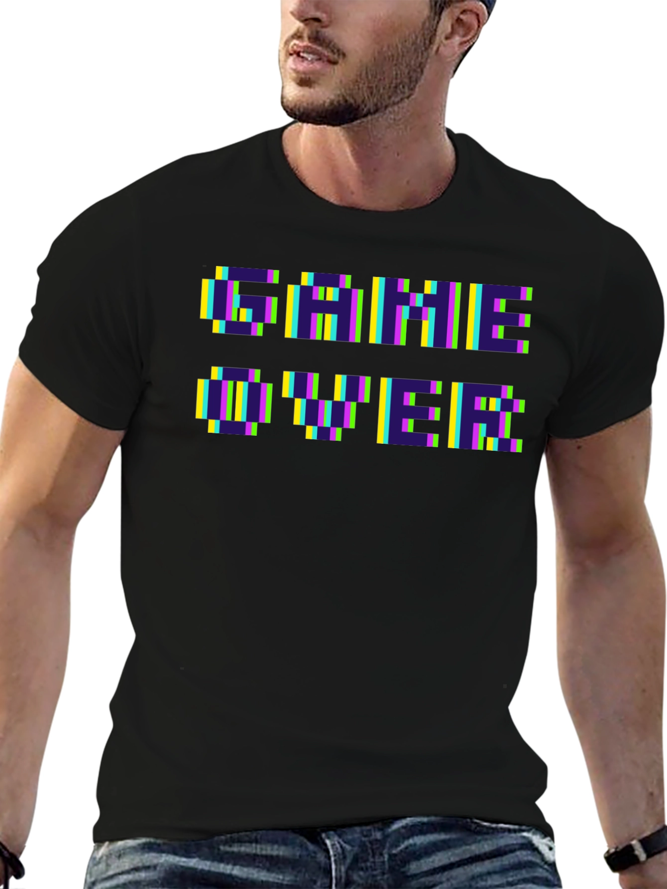 Pixel Game Over Black T-Shirt