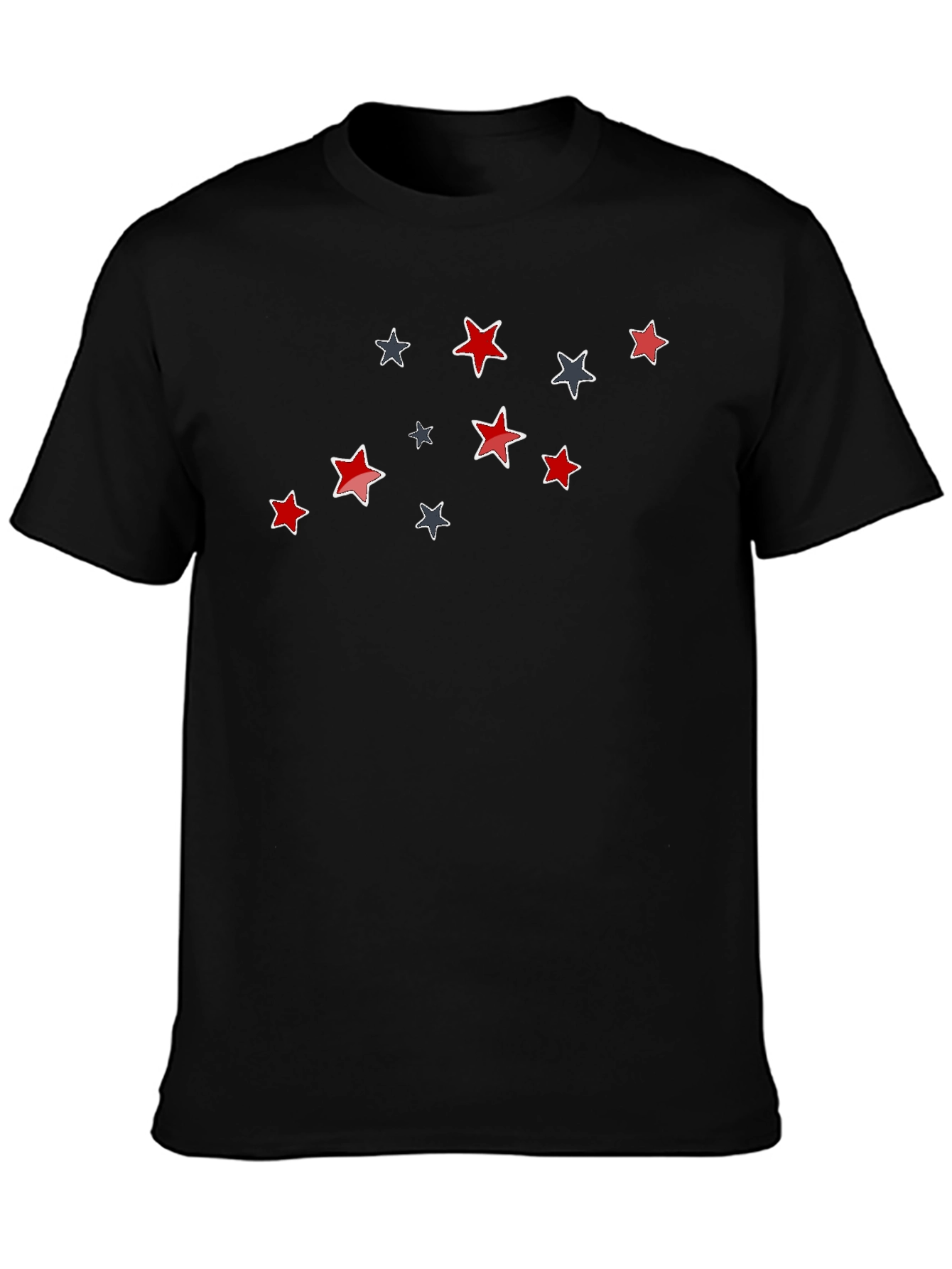 Stylish Star Pattern Black T-Shirt