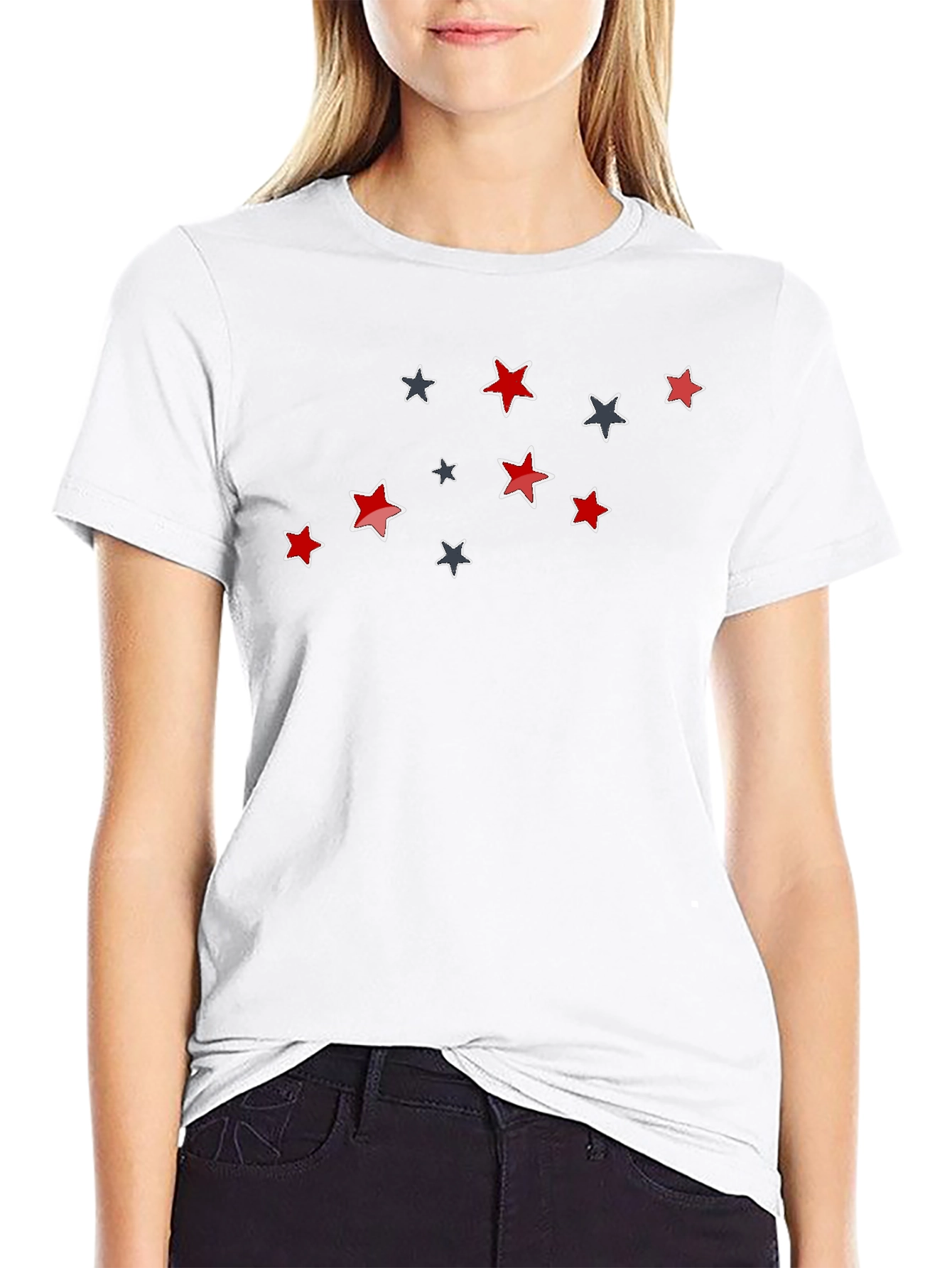 Stylish Star Pattern Black T-Shirt