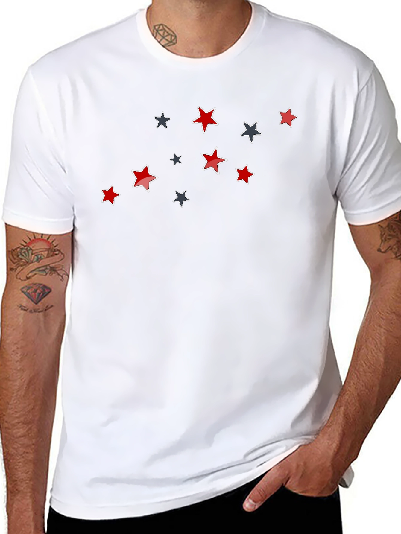 Stylish Star Pattern Black T-Shirt
