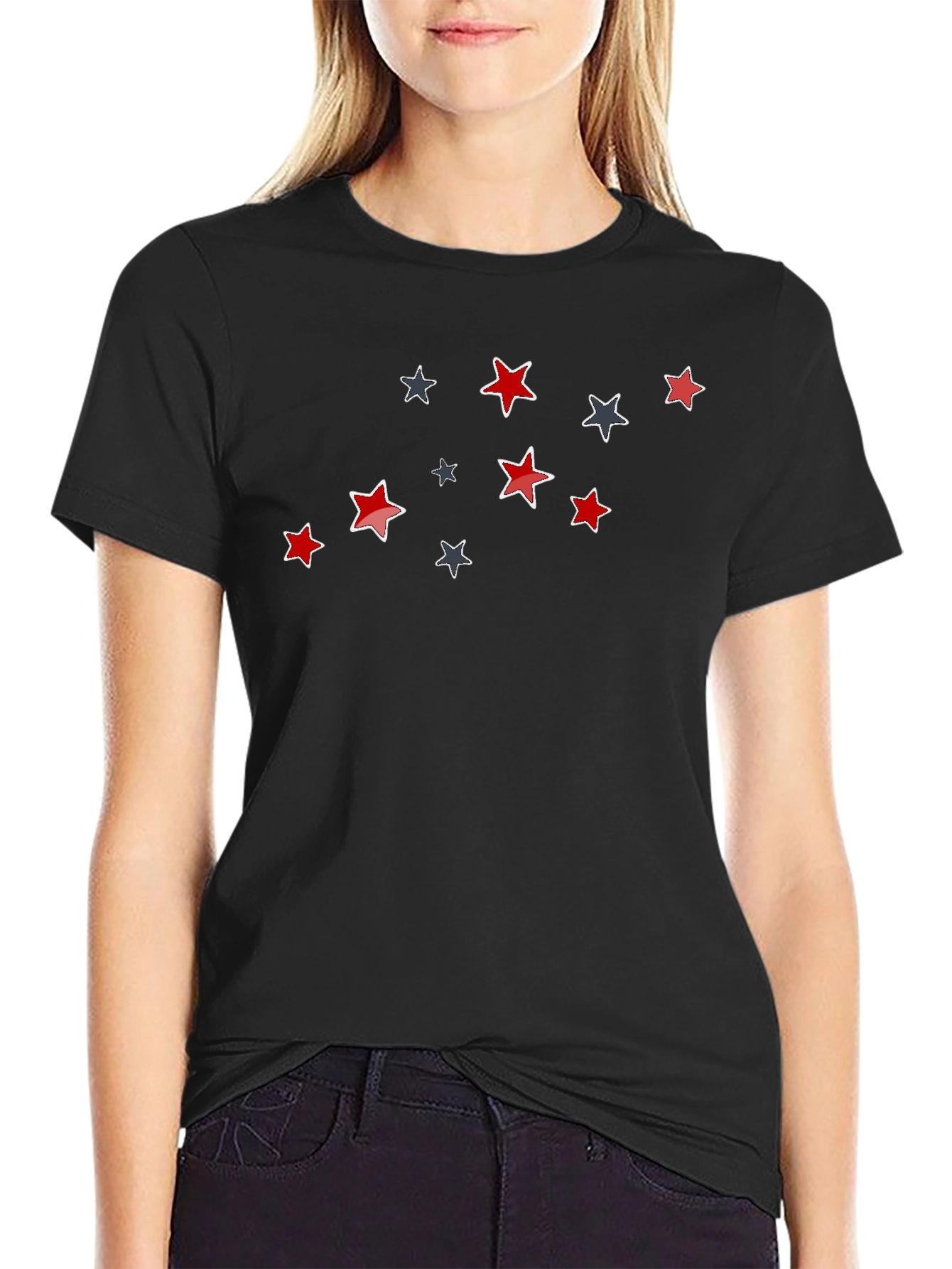 Stylish Star Pattern Black T-Shirt