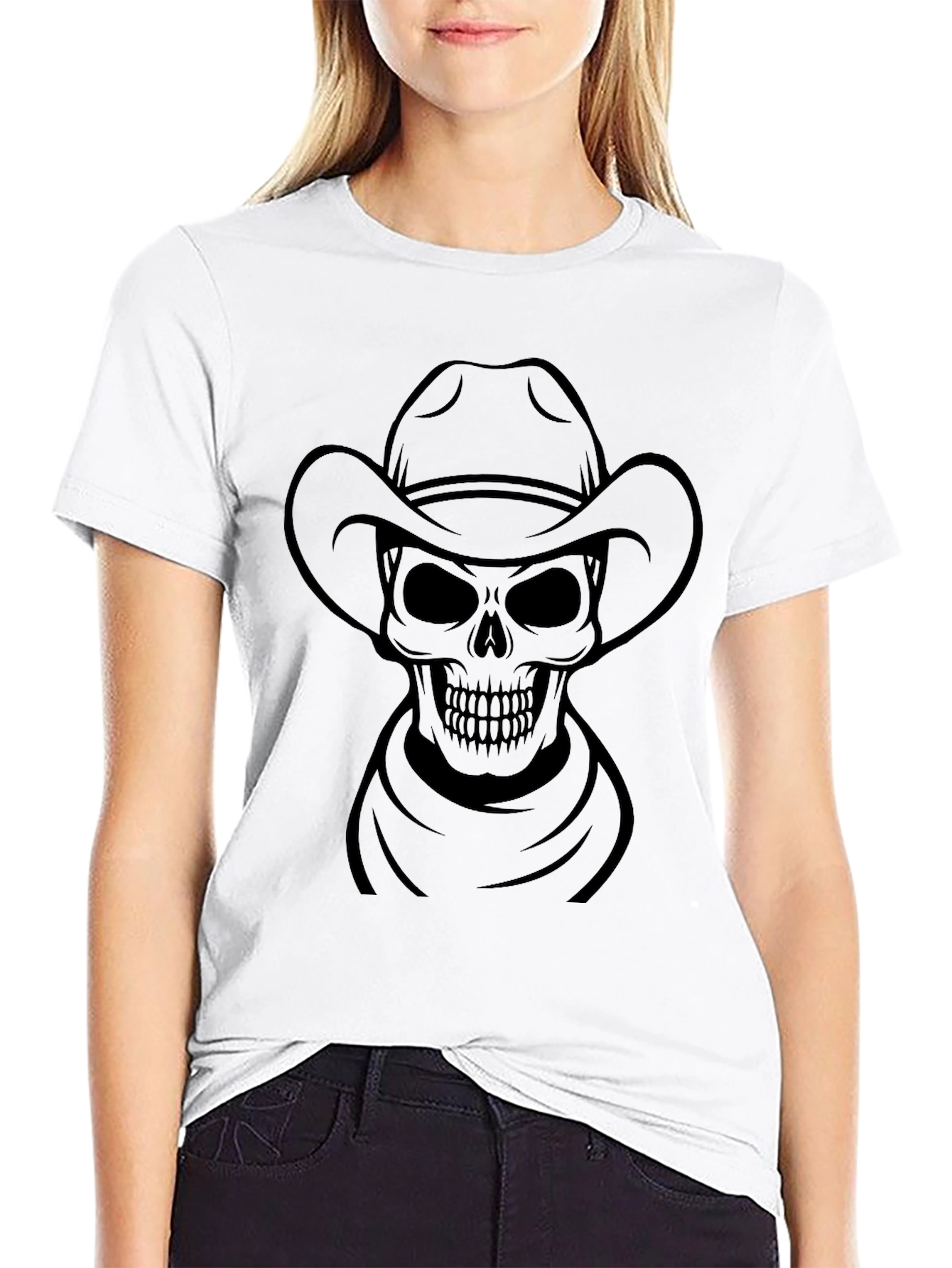 Cowboy Skull Graphic T-Shirt - Black