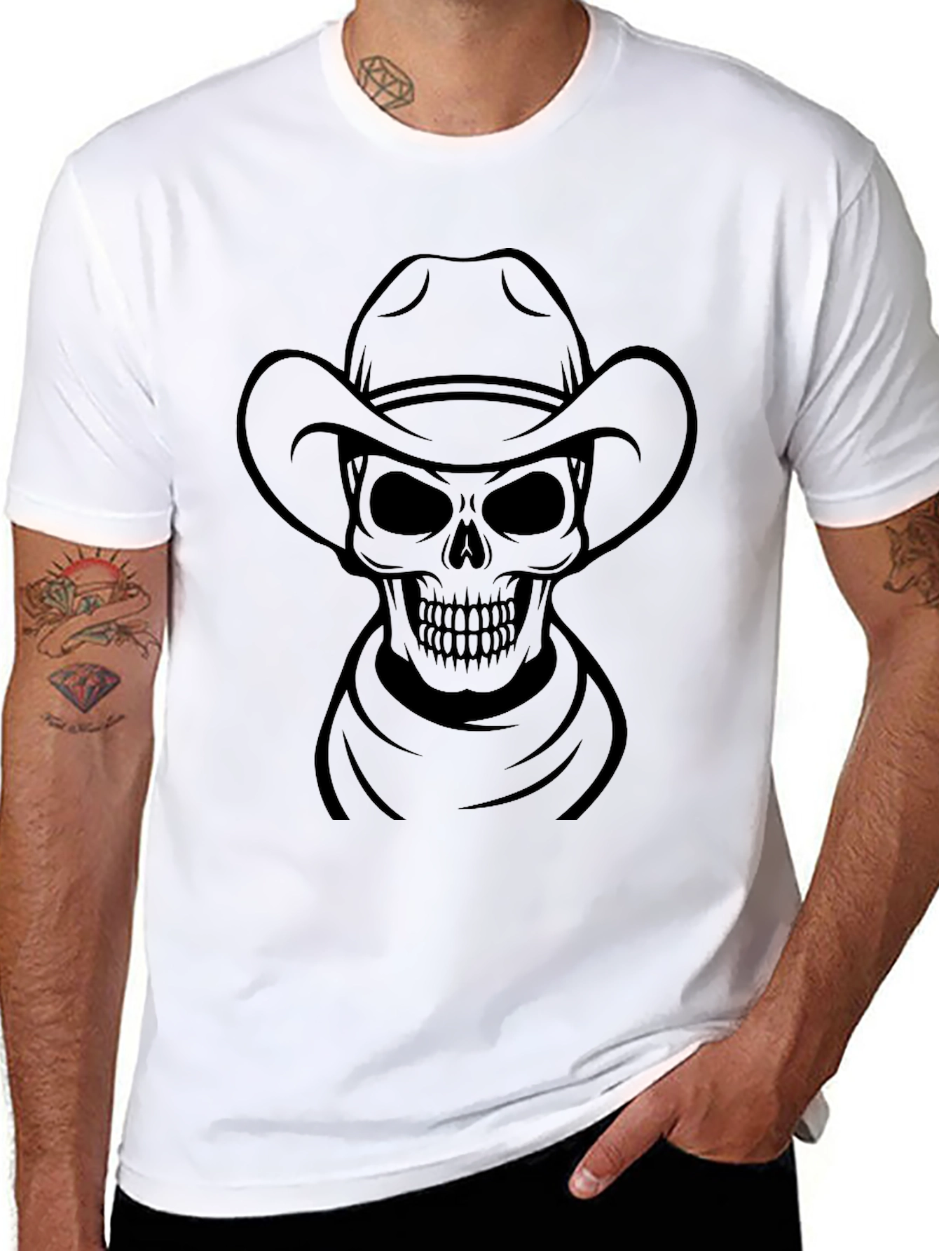 Cowboy Skull Graphic T-Shirt - Black