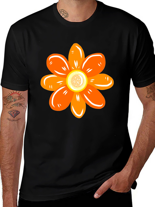 Orange Flower Graphic Tee - Stylish Casual Wear