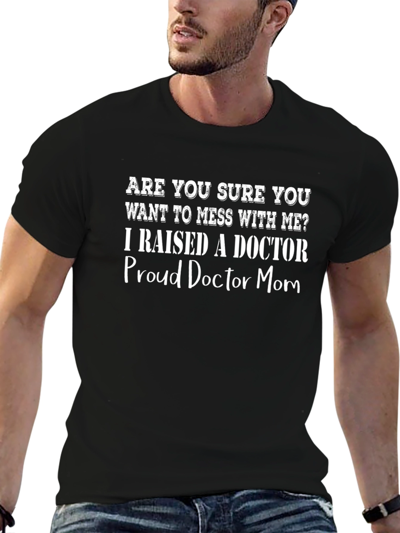 Proud Doctor Mom Graphic Tee - Black