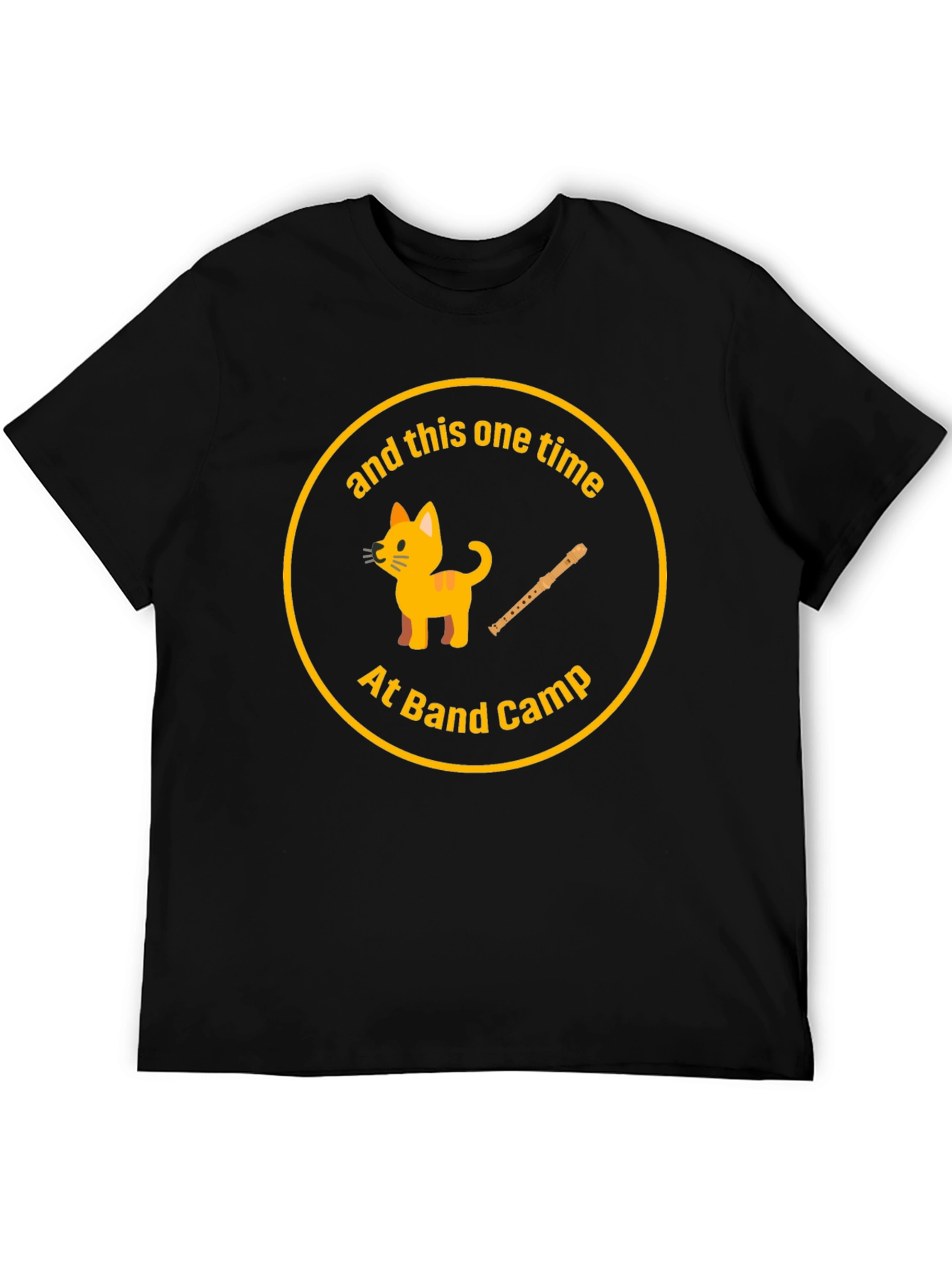 Funny Band Camp T-Shirt with Cat and Flute Design