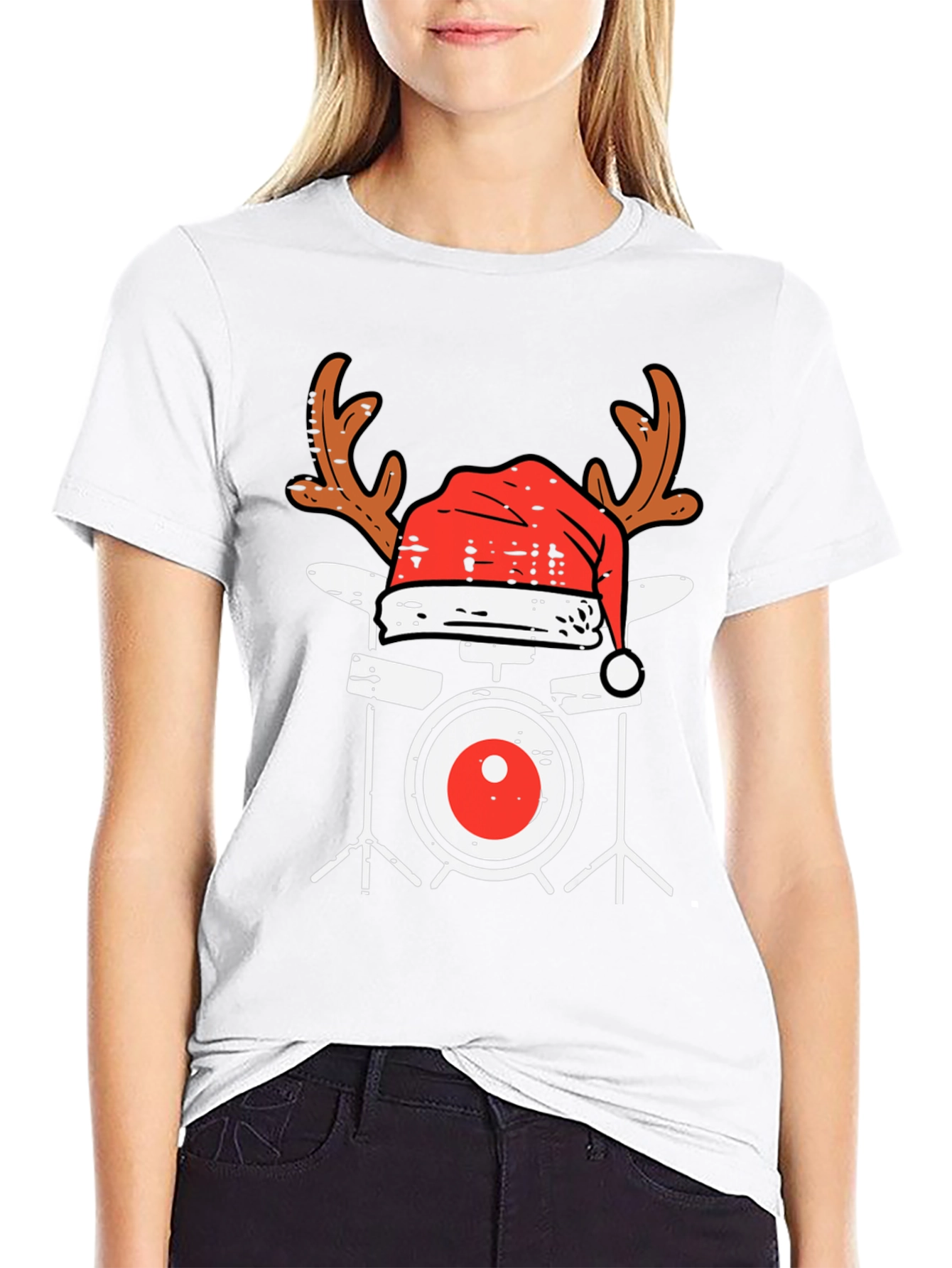 Christmas Drum Set T-Shirt - Holiday Music Tee