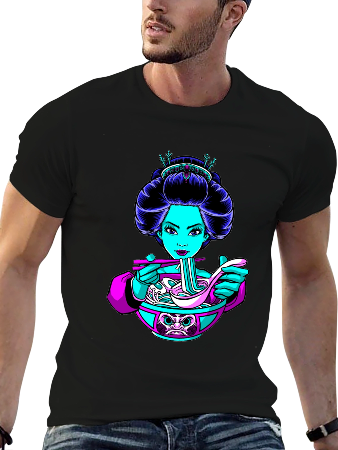 Geisha Ramen Bowl Graphic T-Shirt