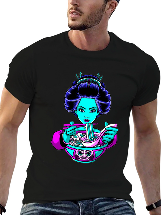 Geisha Ramen Bowl Graphic T-Shirt